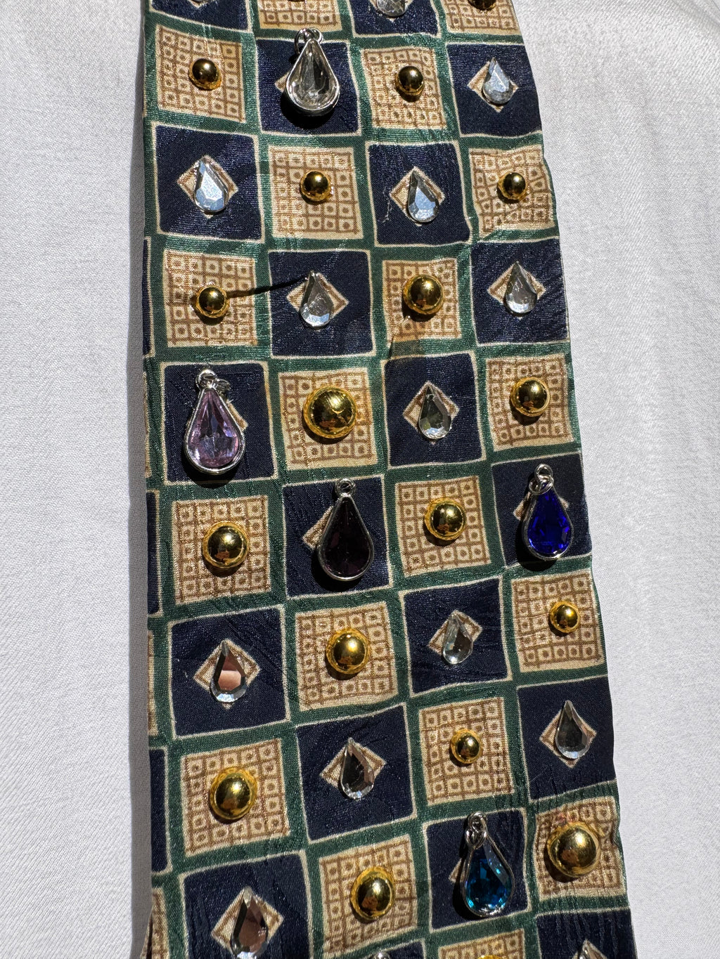 Navy Blue and Gold Colorful Raindrops Treasure Box Royalty Tie