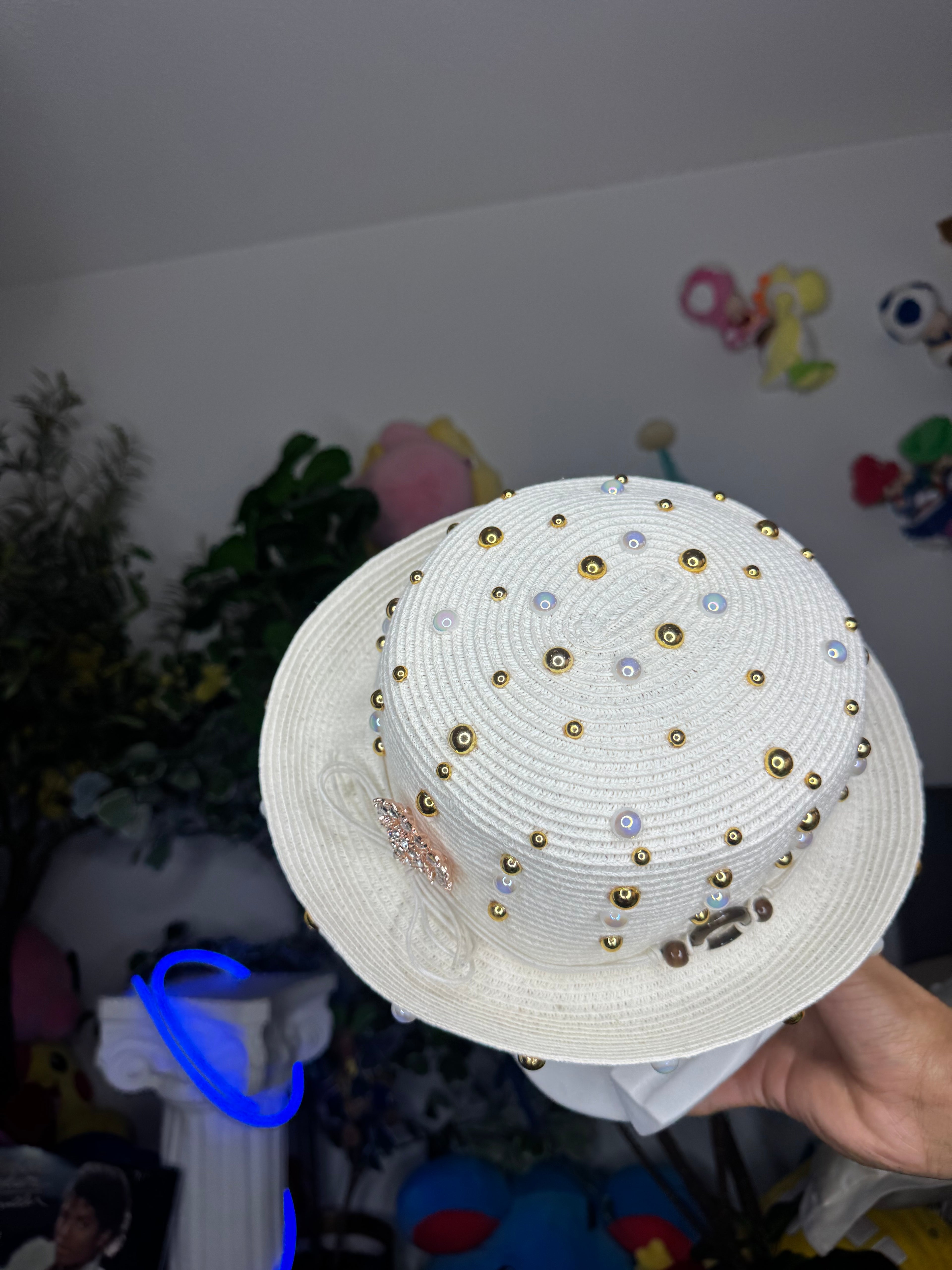 White Curved Brim High Class Royalty Hat