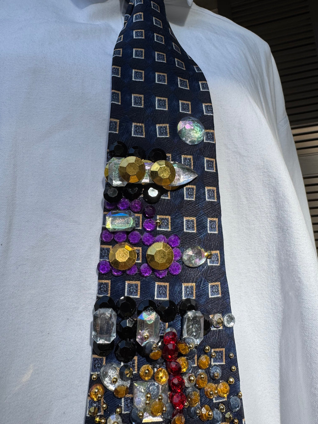 Navy Blue Laser Eye Trex Attacking City Tie