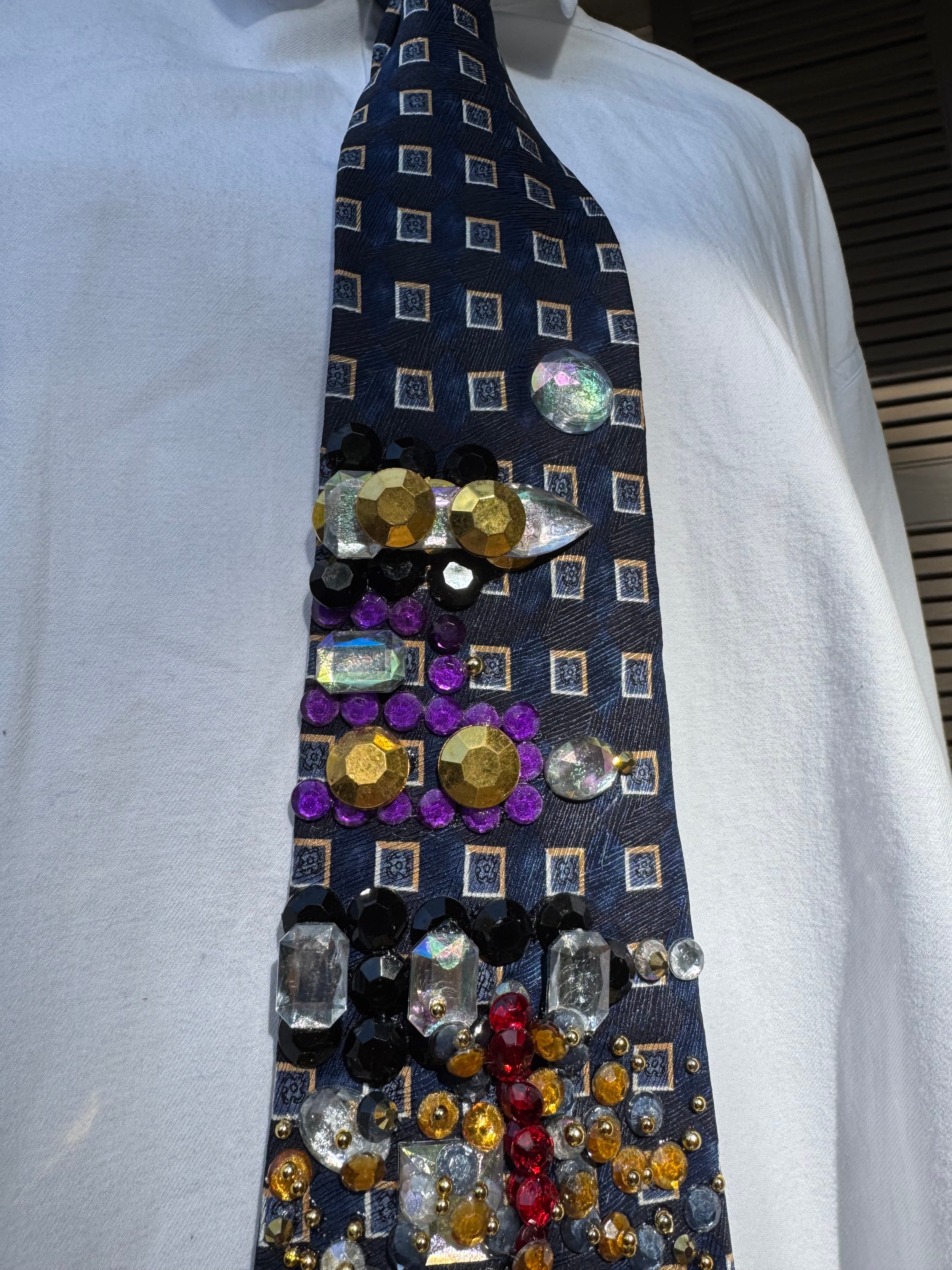 Navy Blue Laser Eye Trex Attacking City Tie