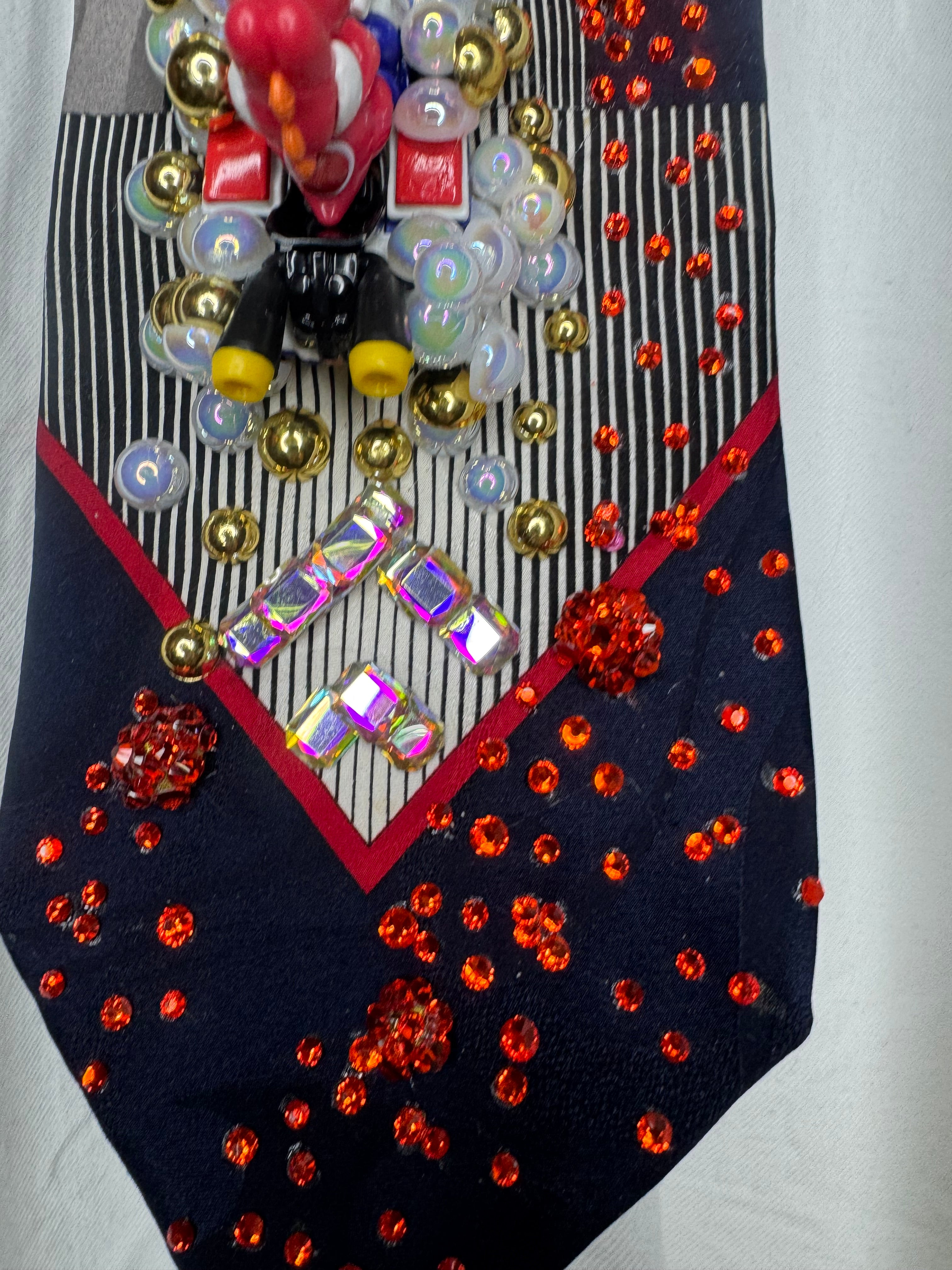 Navy Blue and Grey Red Yoshi Throwing Bobomb Down Escalator Track 200cc Mario Kart Tie