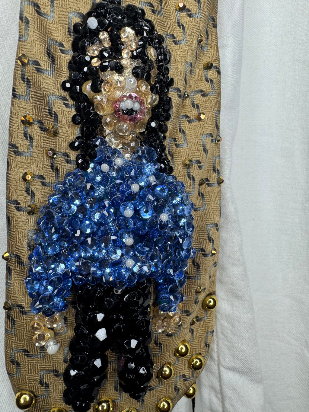 Gold Michael Jackson Singing in Sky Blue Polo Newspaper Scene From Leave Me Alone Music Video Tie