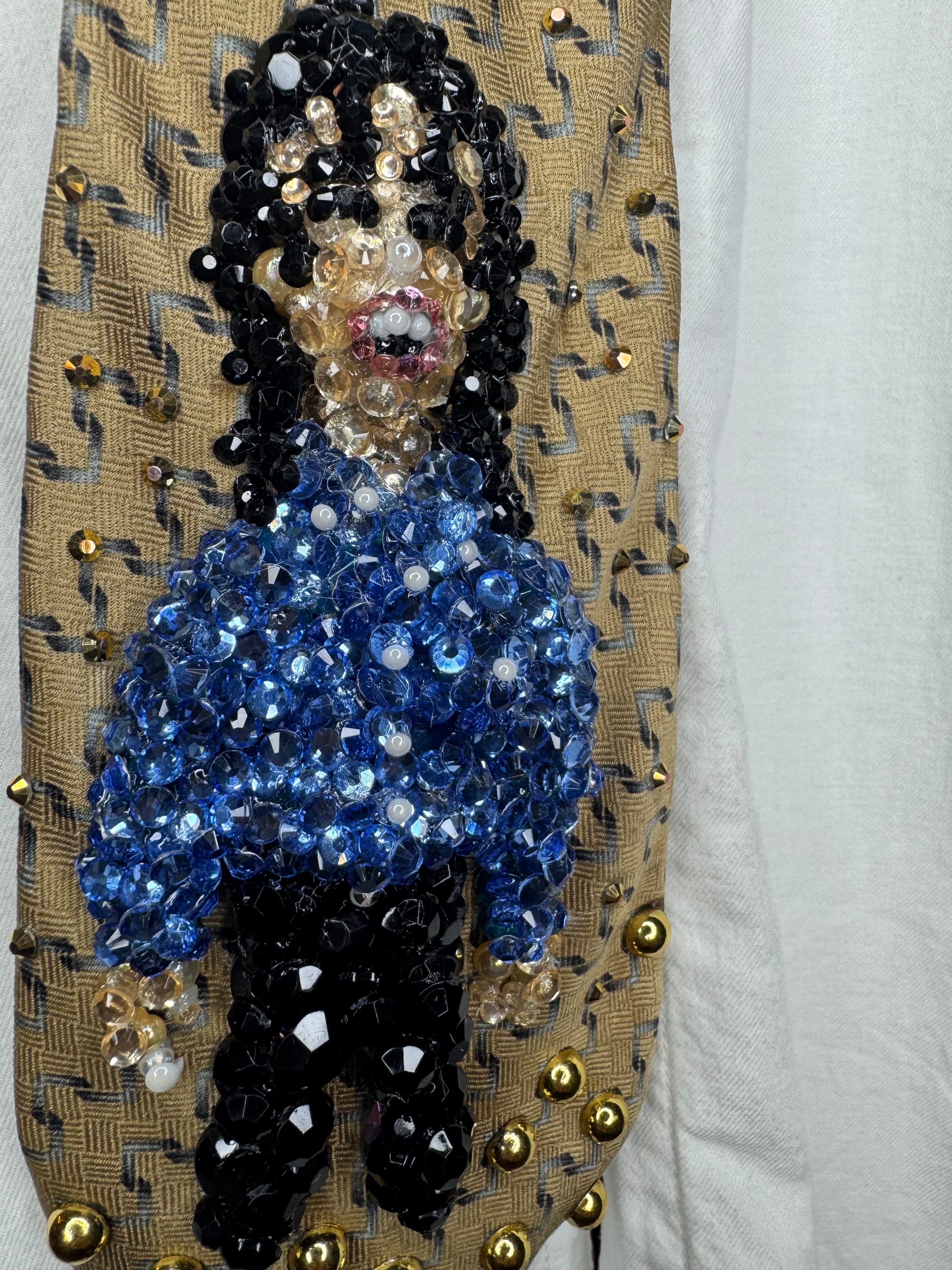 Gold Michael Jackson Singing in Sky Blue Polo Newspaper Scene From Leave Me Alone Music Video Tie