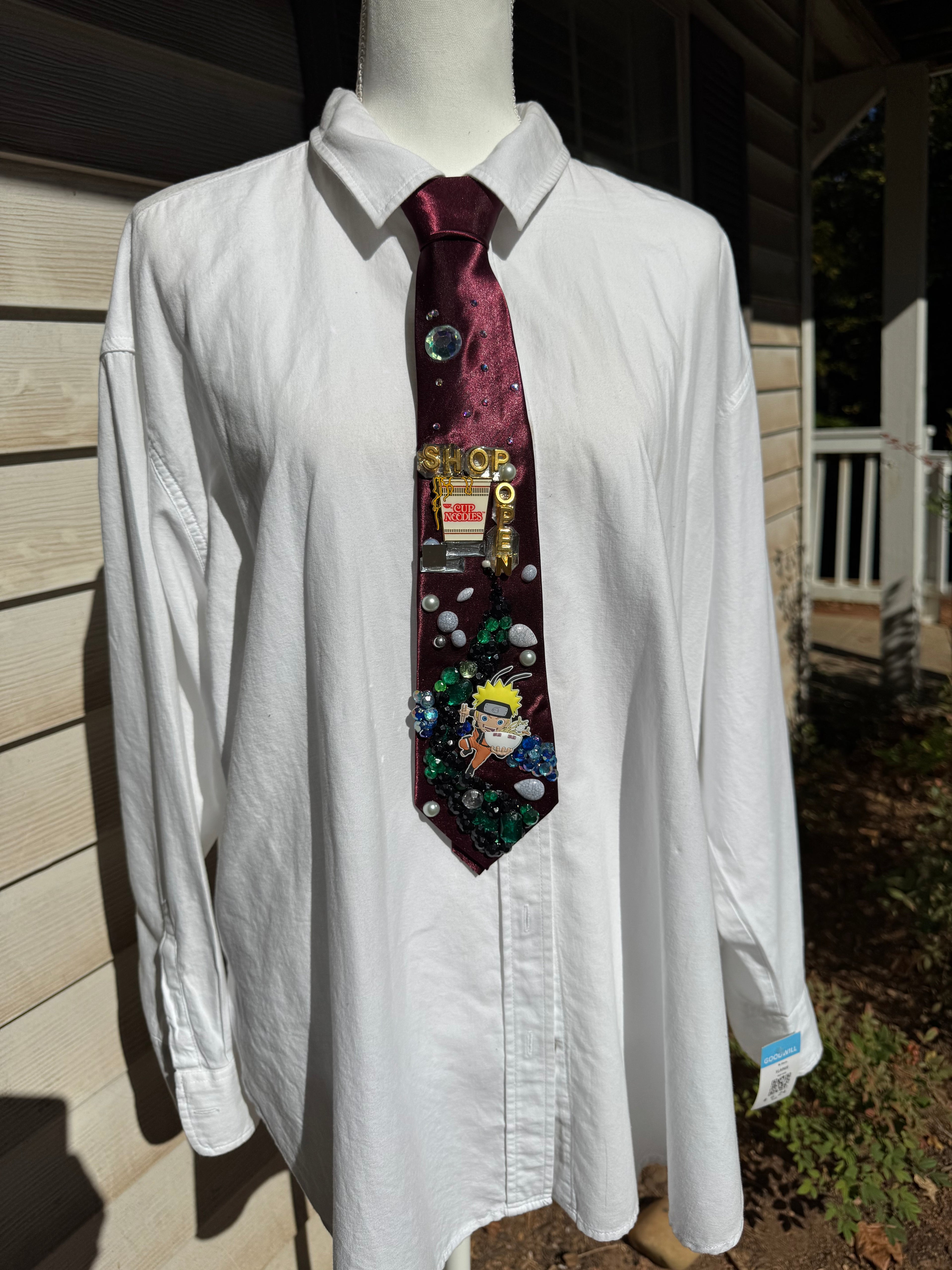 Burgundy Silk Midnight Ramen Run Naruto Shippuden Anime Tie