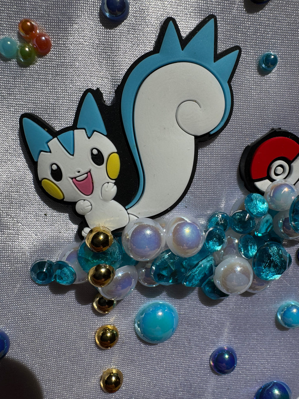 White Silk Pikachu and Pachirshu Playing on Pearl Clouds Pokemon Anime Tie