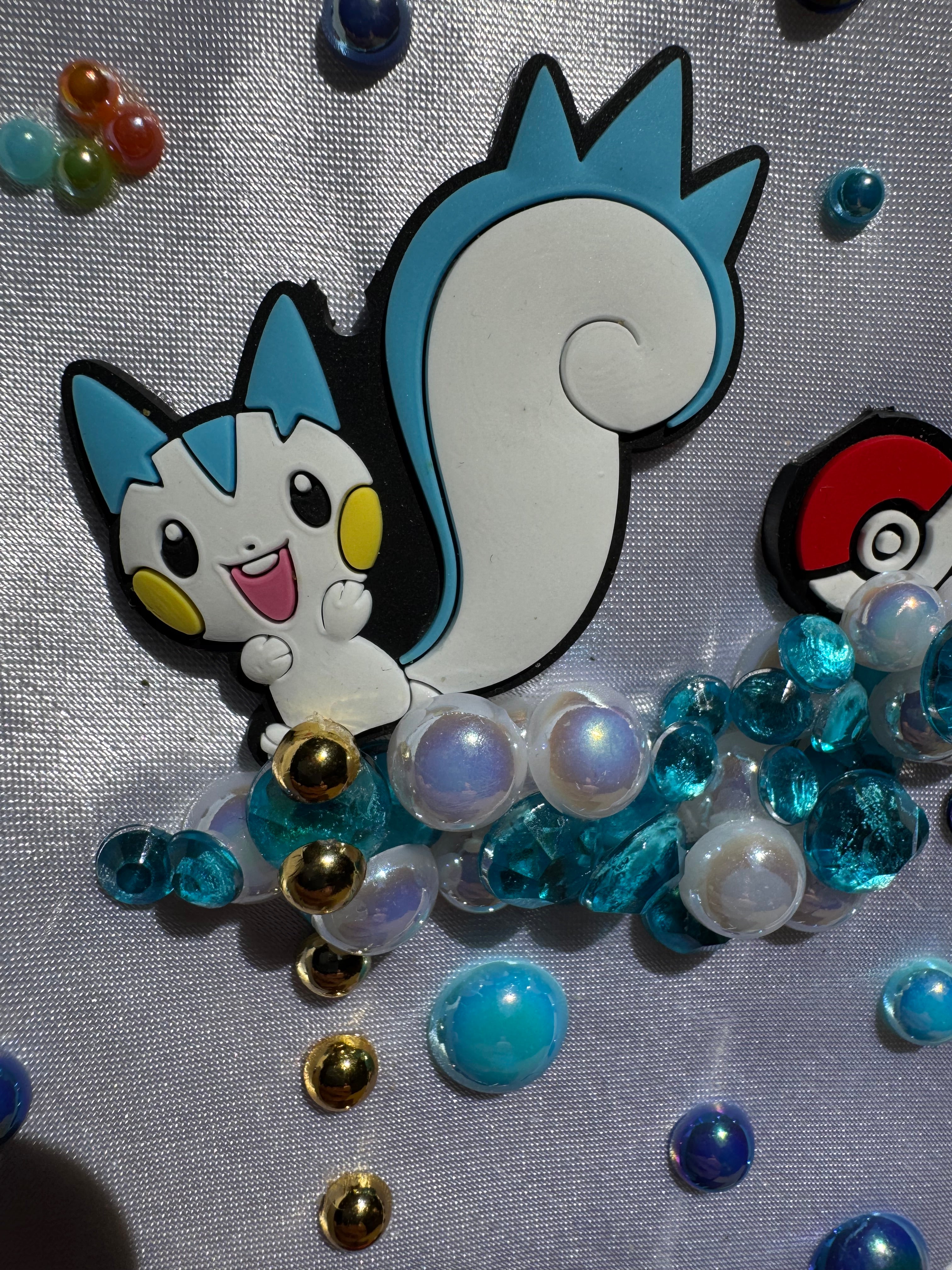 White Silk Pikachu and Pachirshu Playing on Pearl Clouds Pokemon Anime Tie