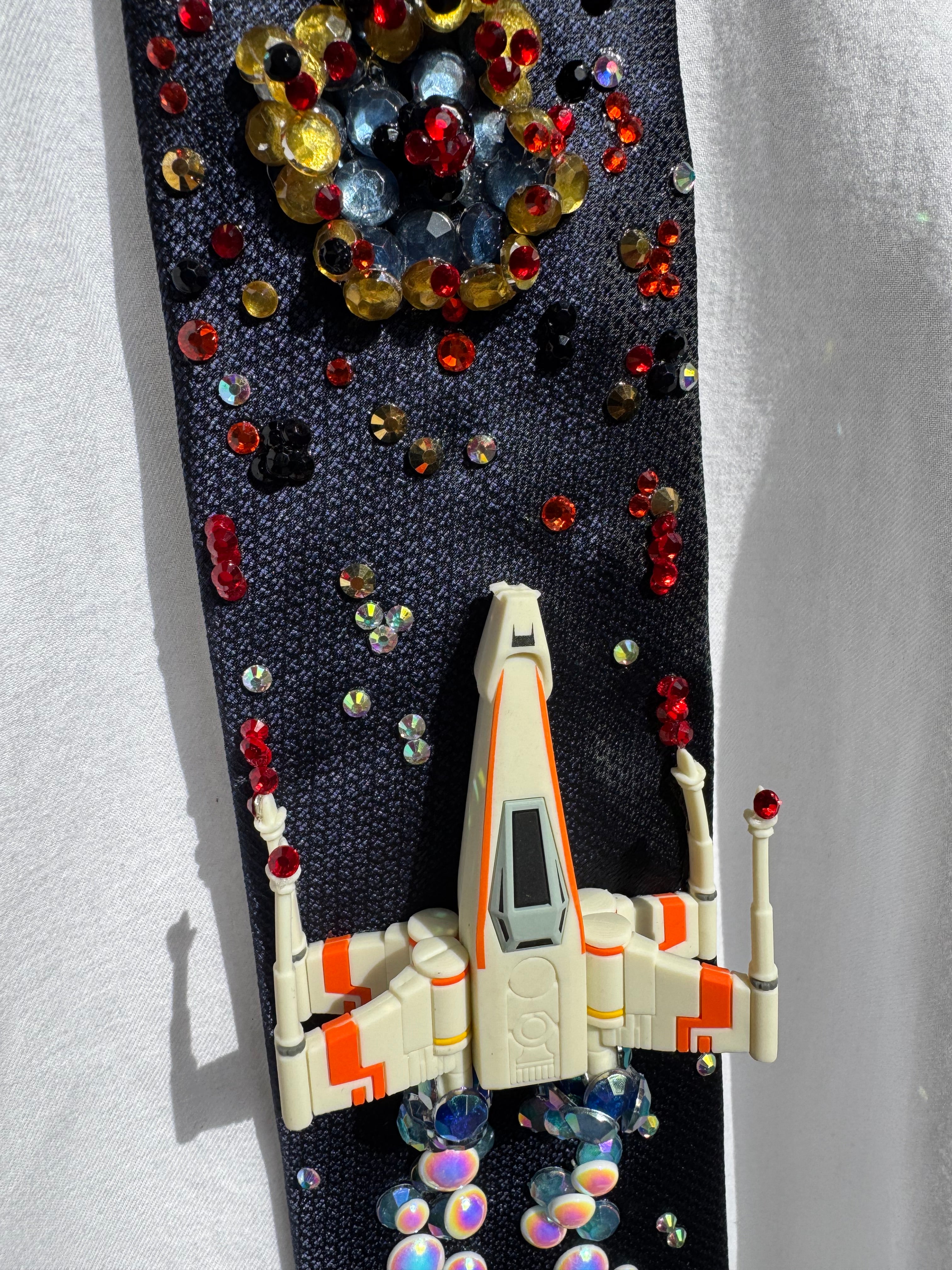 Navy Blue X Wing Starfighter in Combat Star Wars Tie
