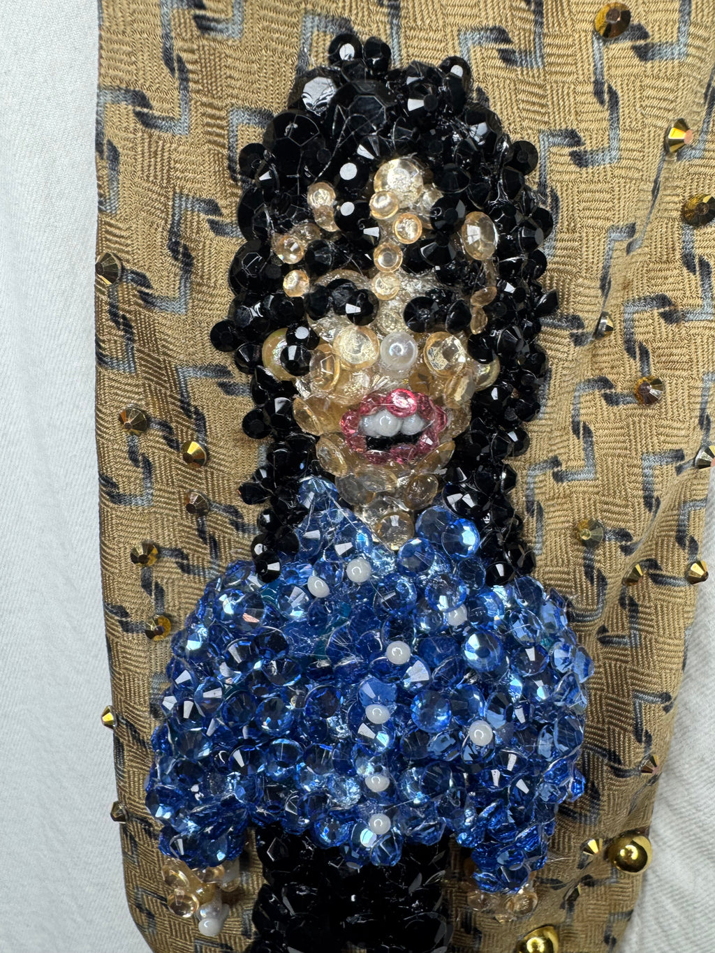Gold Michael Jackson Singing in Sky Blue Polo Newspaper Scene From Leave Me Alone Music Video Tie