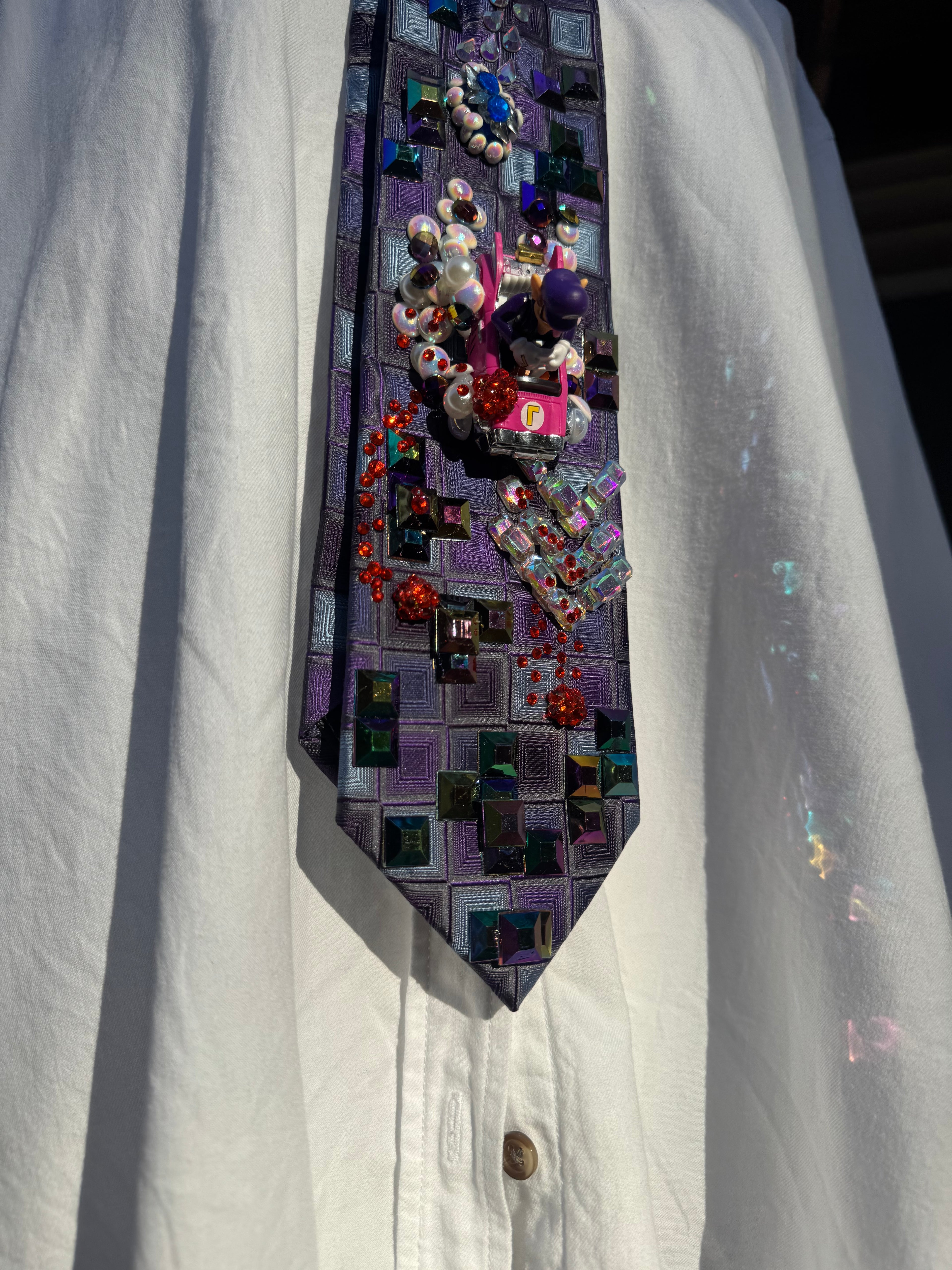 Purple Waluigi Dodging Blue Shell on Tetris Road 200cc Mario Kart Tie