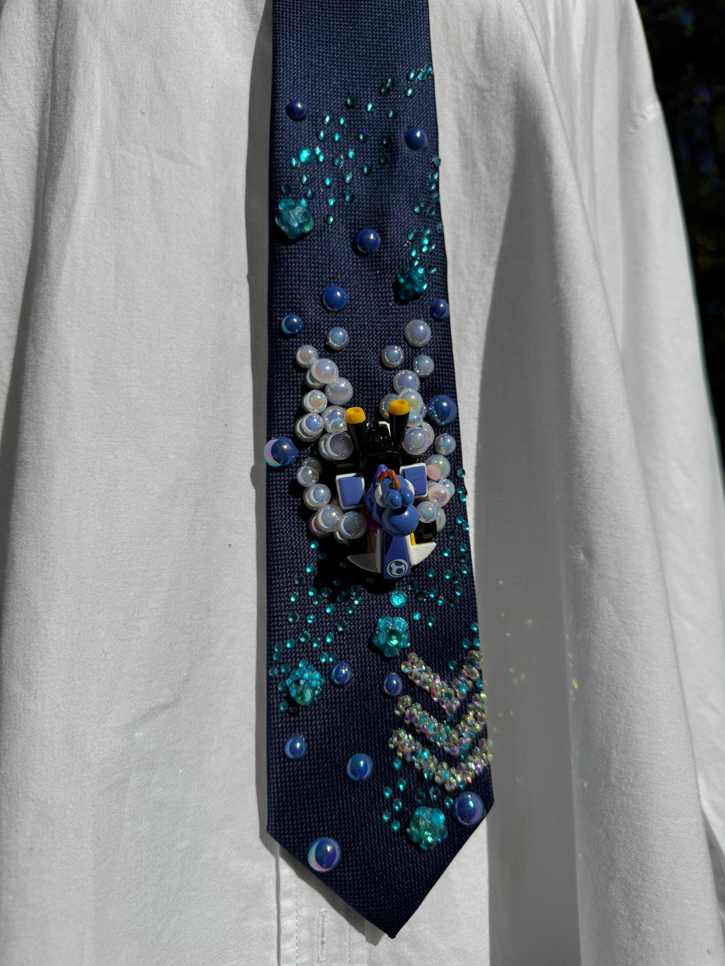 Navy Blue Blue Yoshi Dodging Ice Fire Balls 200cc Mario Kart Tie