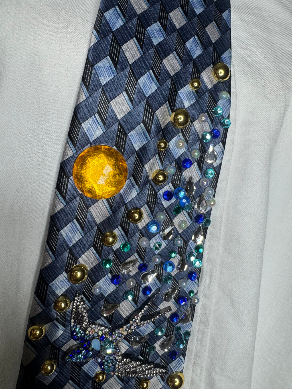 Navy Blue Twin Blue Jays Leaving Stardust Nature Royalty Tie