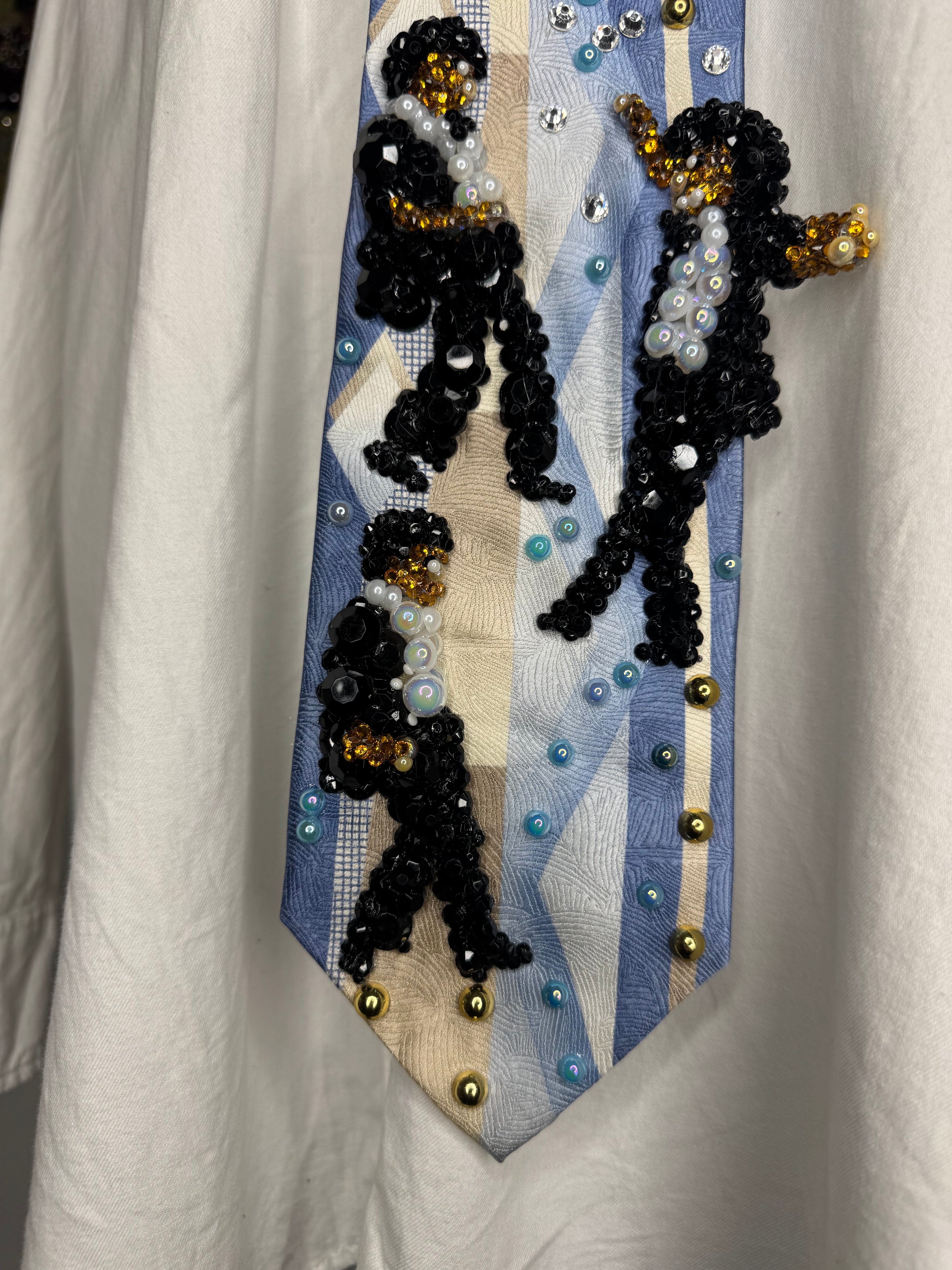 Sky Blue and Gold Michael Jackson Triple Clone Scene in DSTYGE Music Video Royalty Tie
