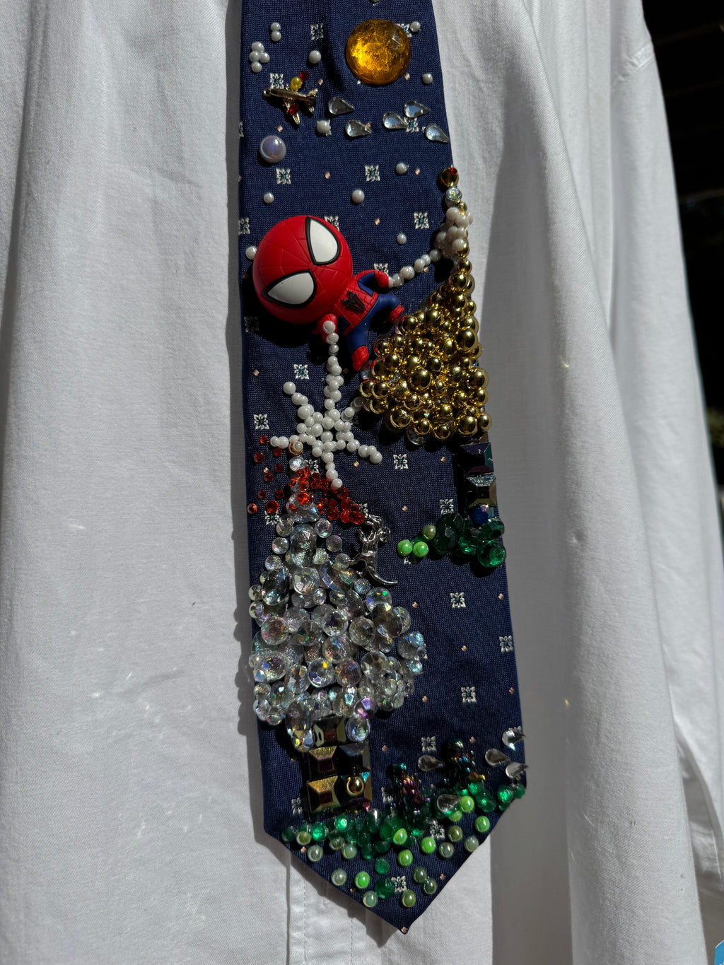 Navy Blue Spiderman Vs Dinosaurs in Taj Mahal Kingdom Spiderman Tie
