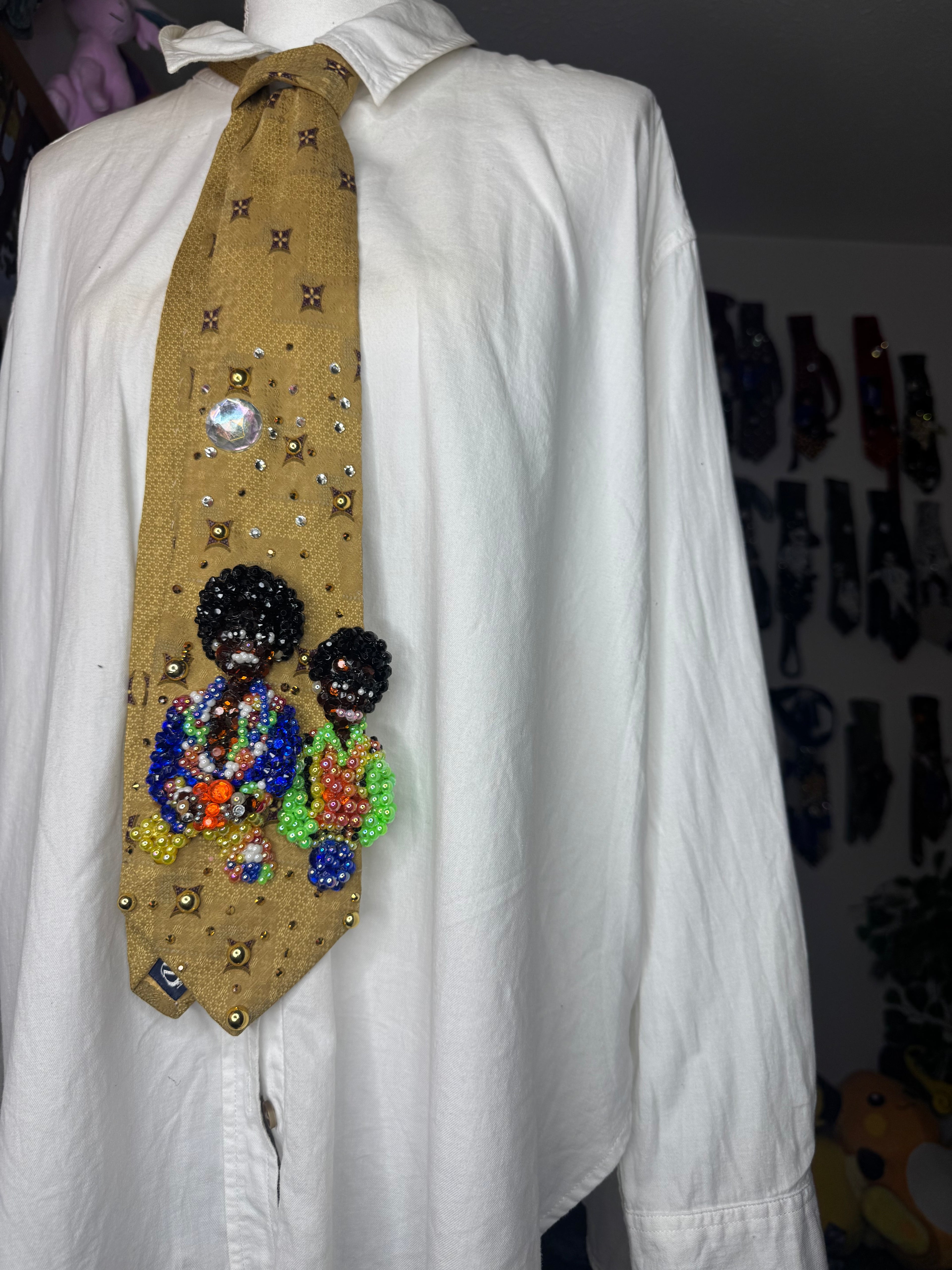 Gold Young Michael & Randy Jackson Chilling Backstage Astrodome 1974 Jackson 5 Tie