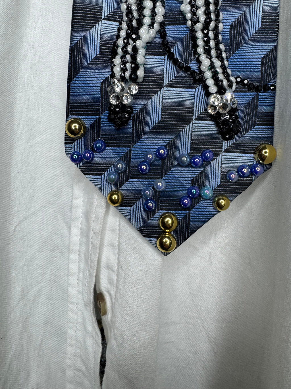 Navy Blue Michael Jackson Dancing in Striped Pants Victory Tour 1984 Tie