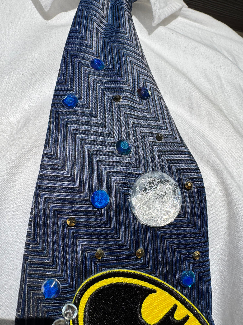 Navy Blue Batman And Spiderman Cross Universes Movie Tie