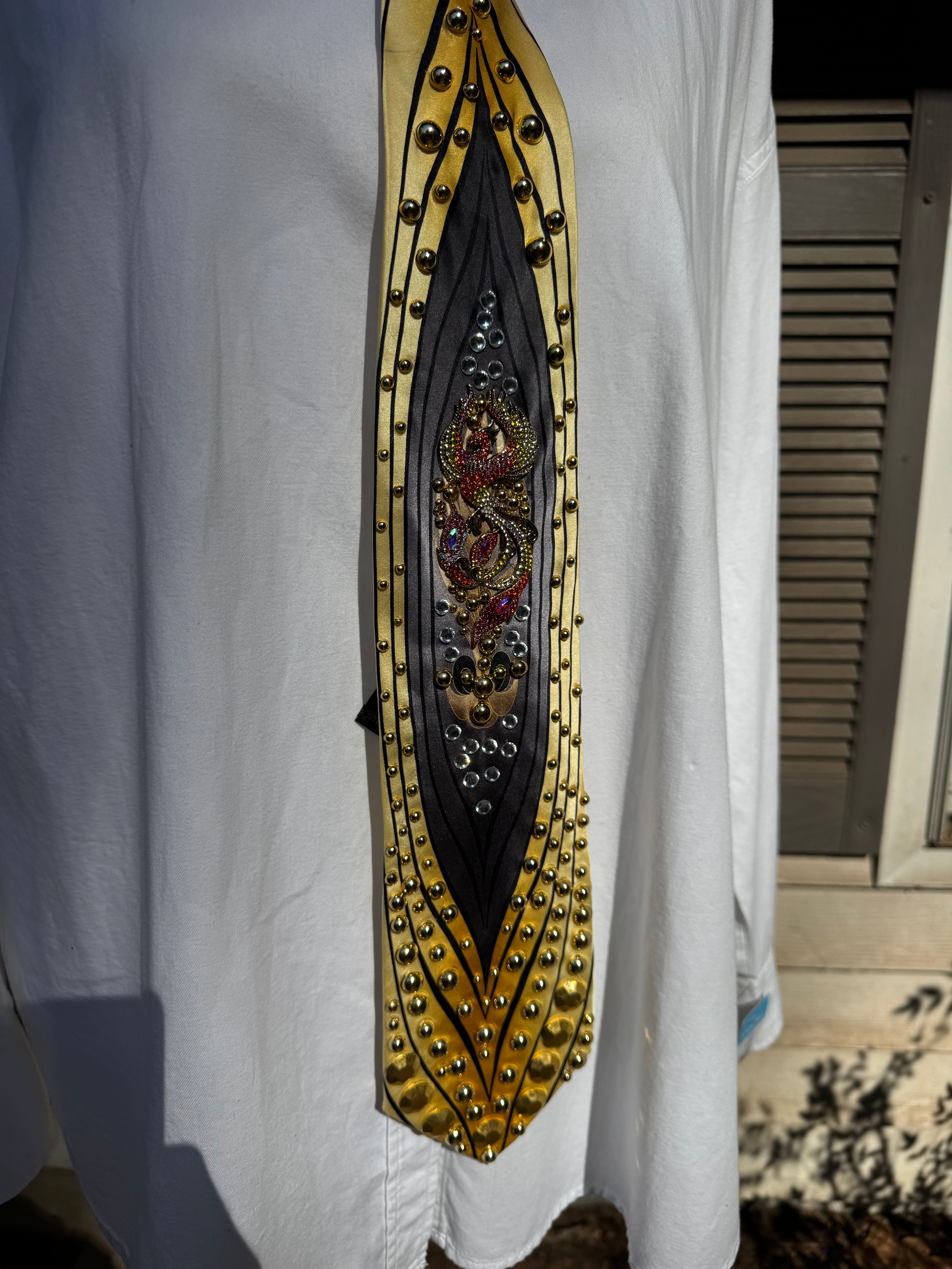 Gold and Grey Supreme Phoenix High Class Royalty Exotic Tie