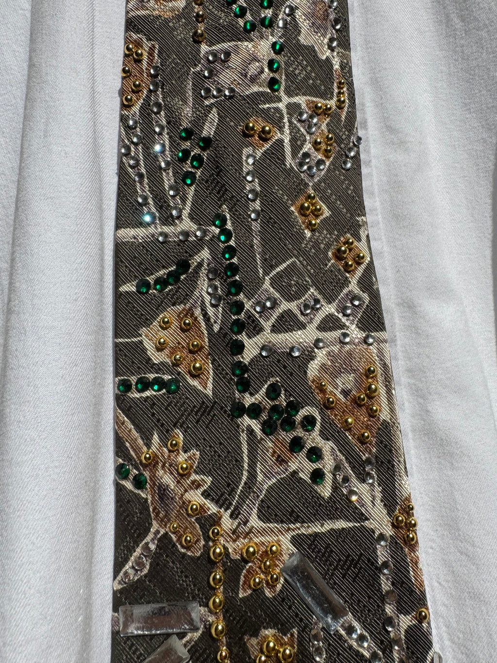 Olive Green Floral Print Nature Royalty Tie