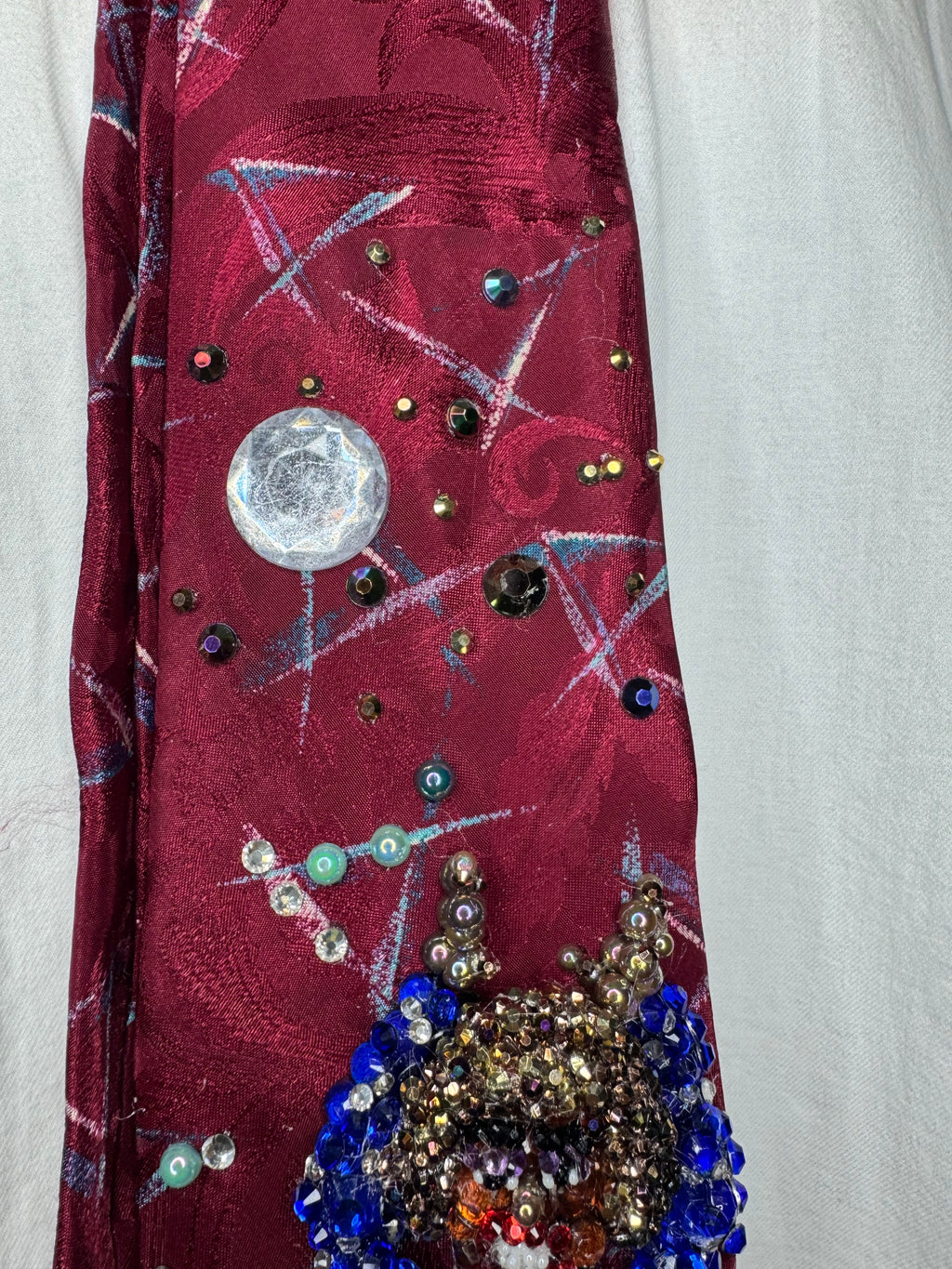 Red Whitney Houston Happily Dancing in Deep Blue Rhinestoned Dress Performing Tie