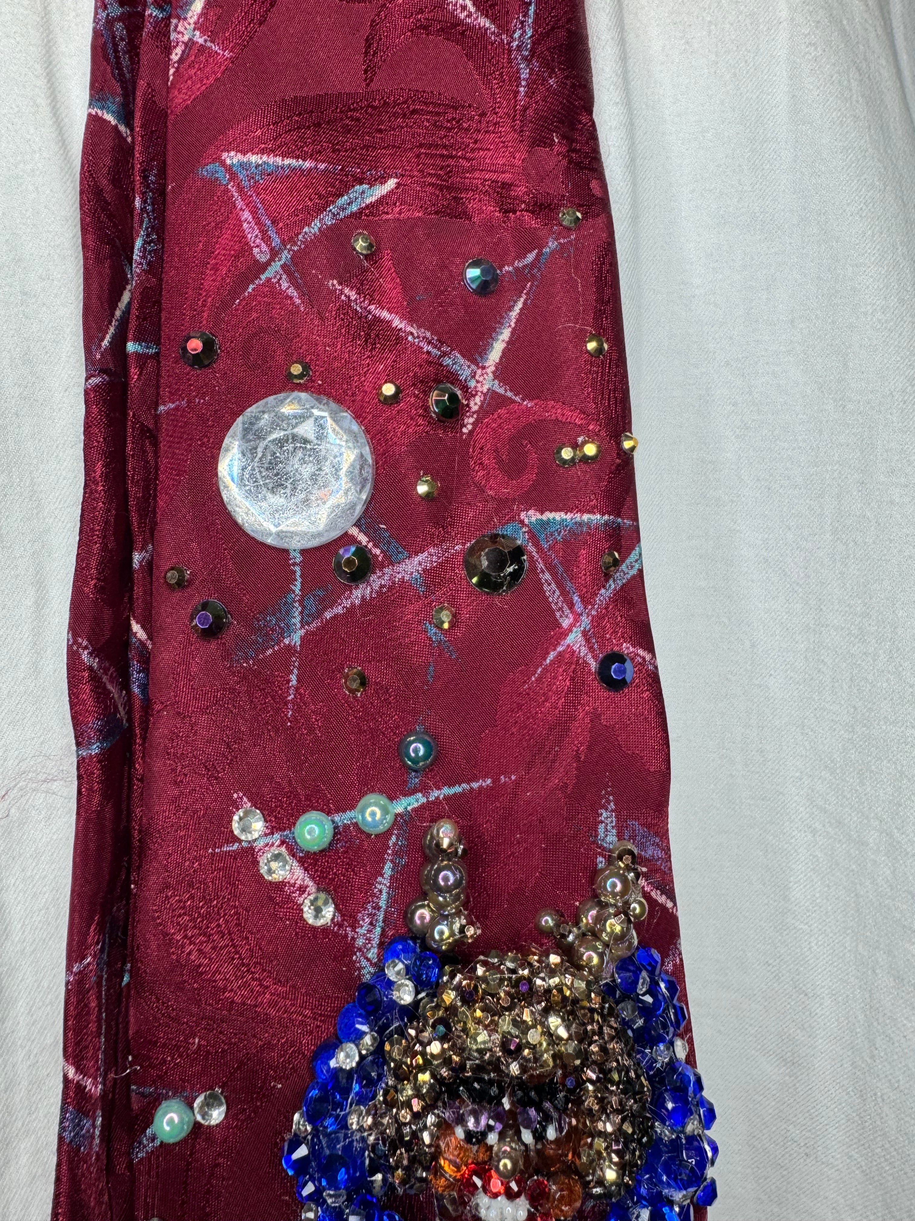 Red Whitney Houston Happily Dancing in Deep Blue Rhinestoned Dress Performing Tie