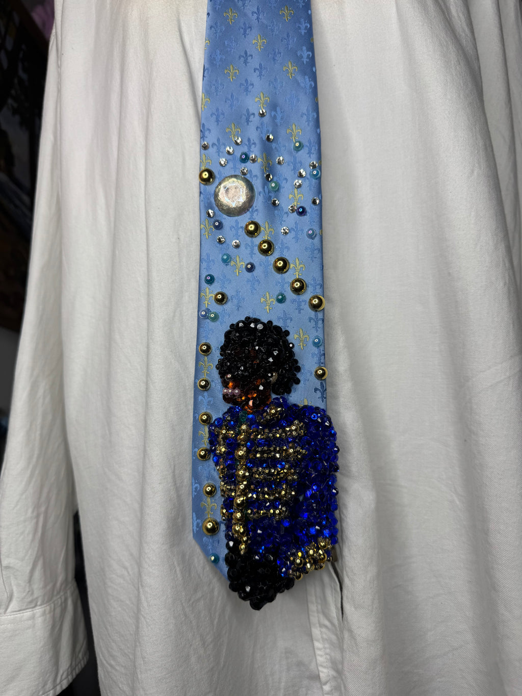 Light Blue Michael Jackson in Blue Royalty Jacket & Shades Aug 1st 1984 Thriller Era Tie