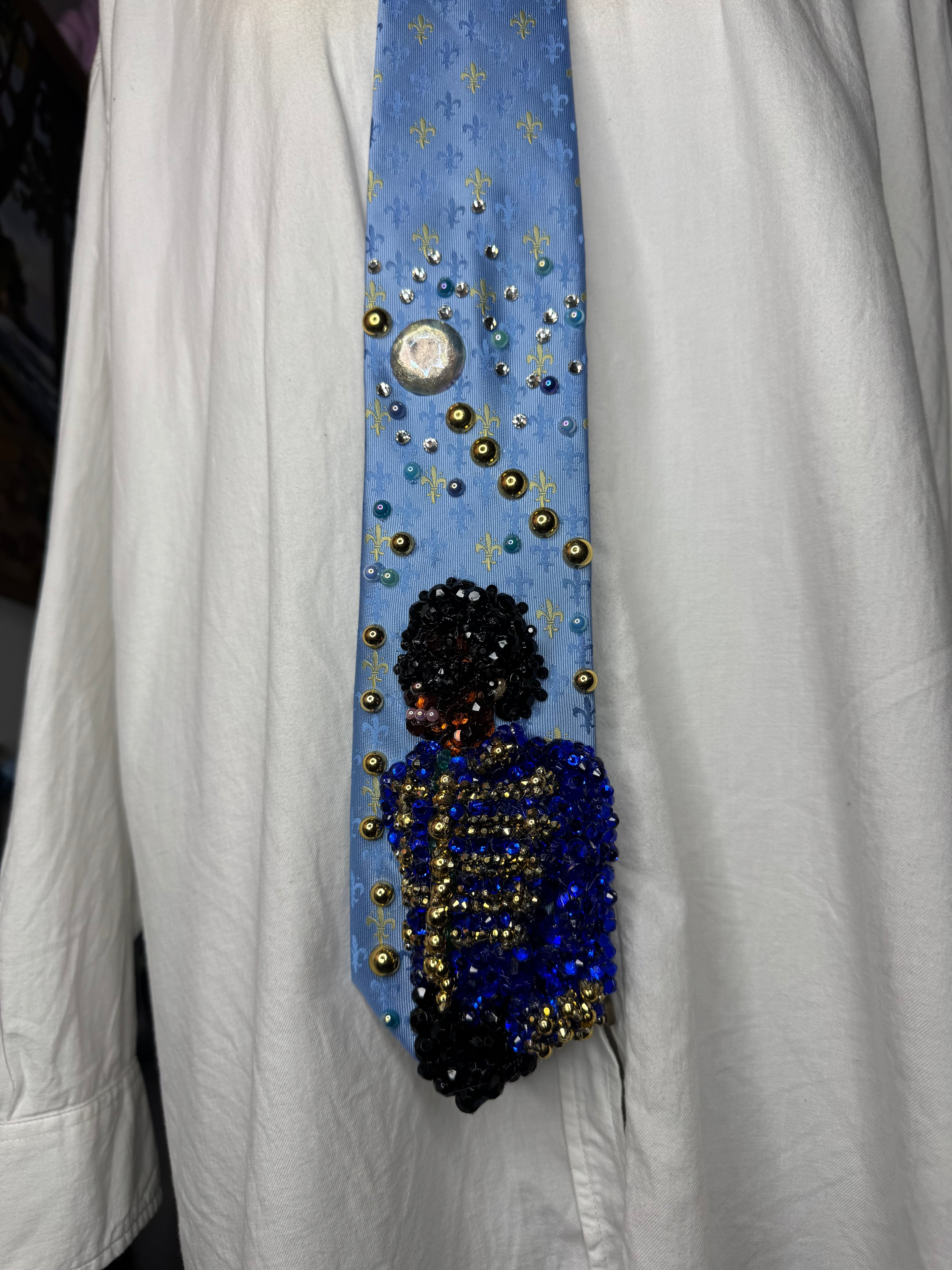 Light Blue Michael Jackson in Blue Royalty Jacket & Shades Aug 1st 1984 Thriller Era Tie