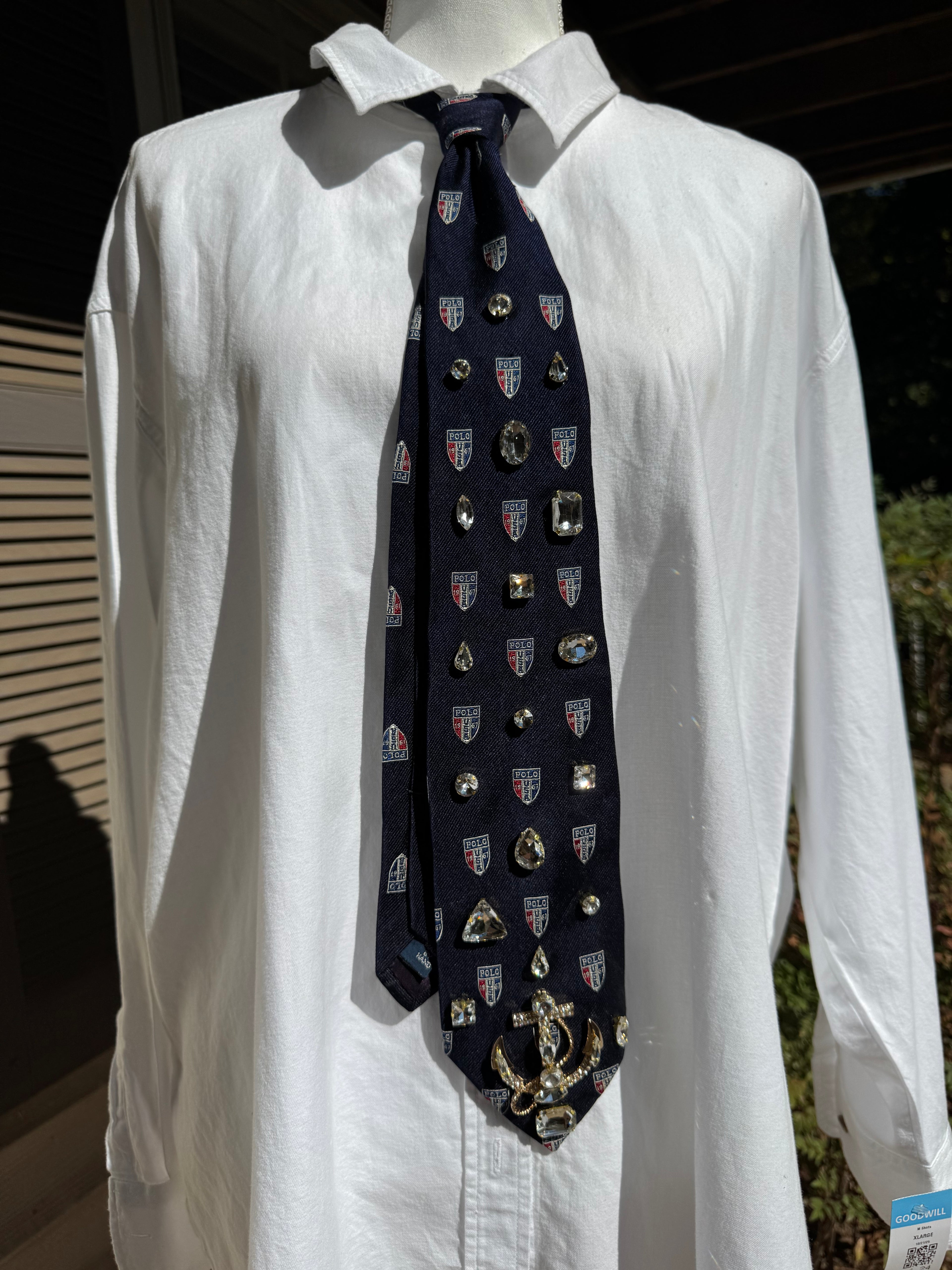 Navy Blue Polo Anchored Nautical High Class Royalty Tie
