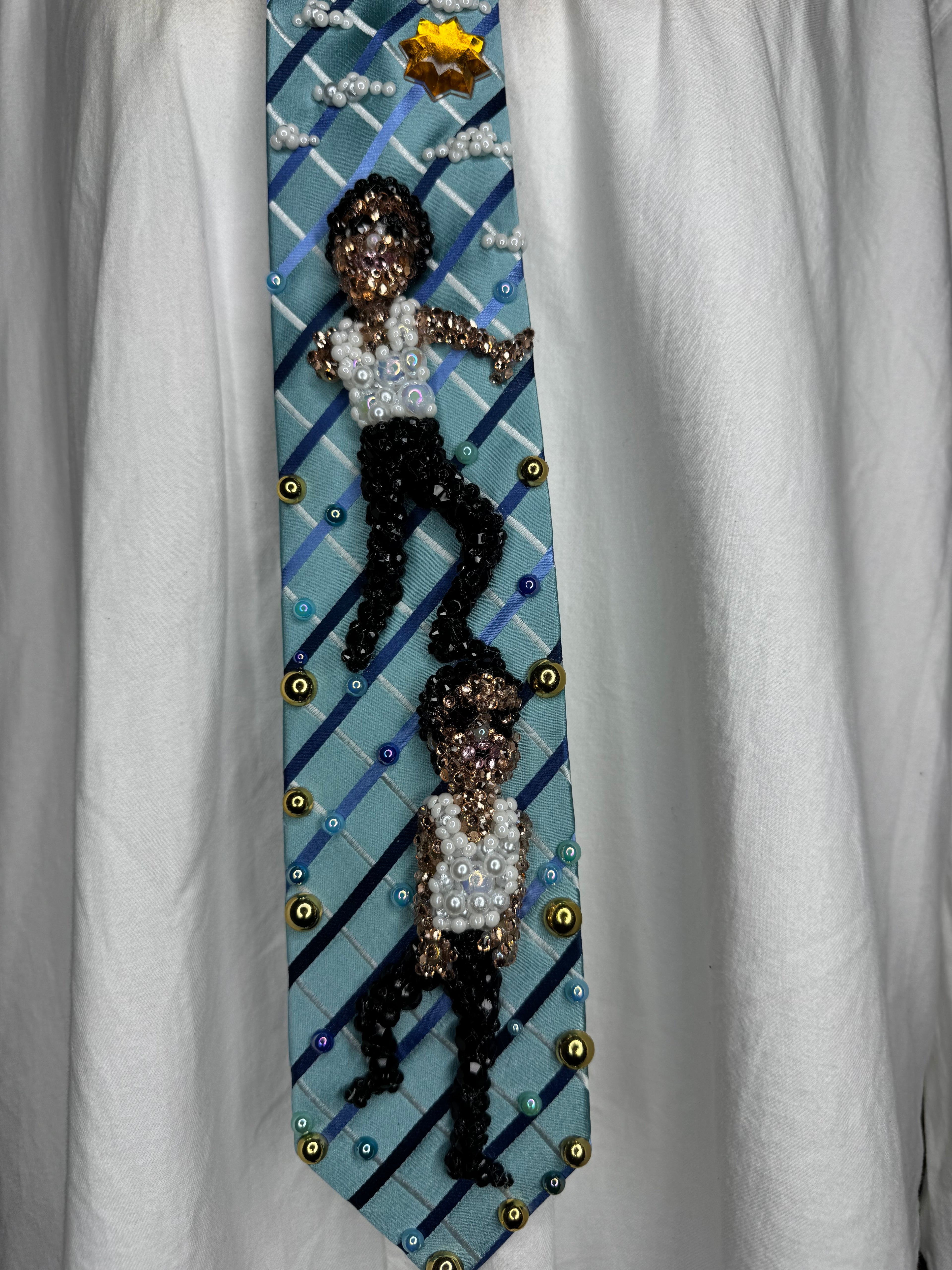 Light Blue Striped Michael Jackson Double Dance Scene From In the Closet Music Video Tie