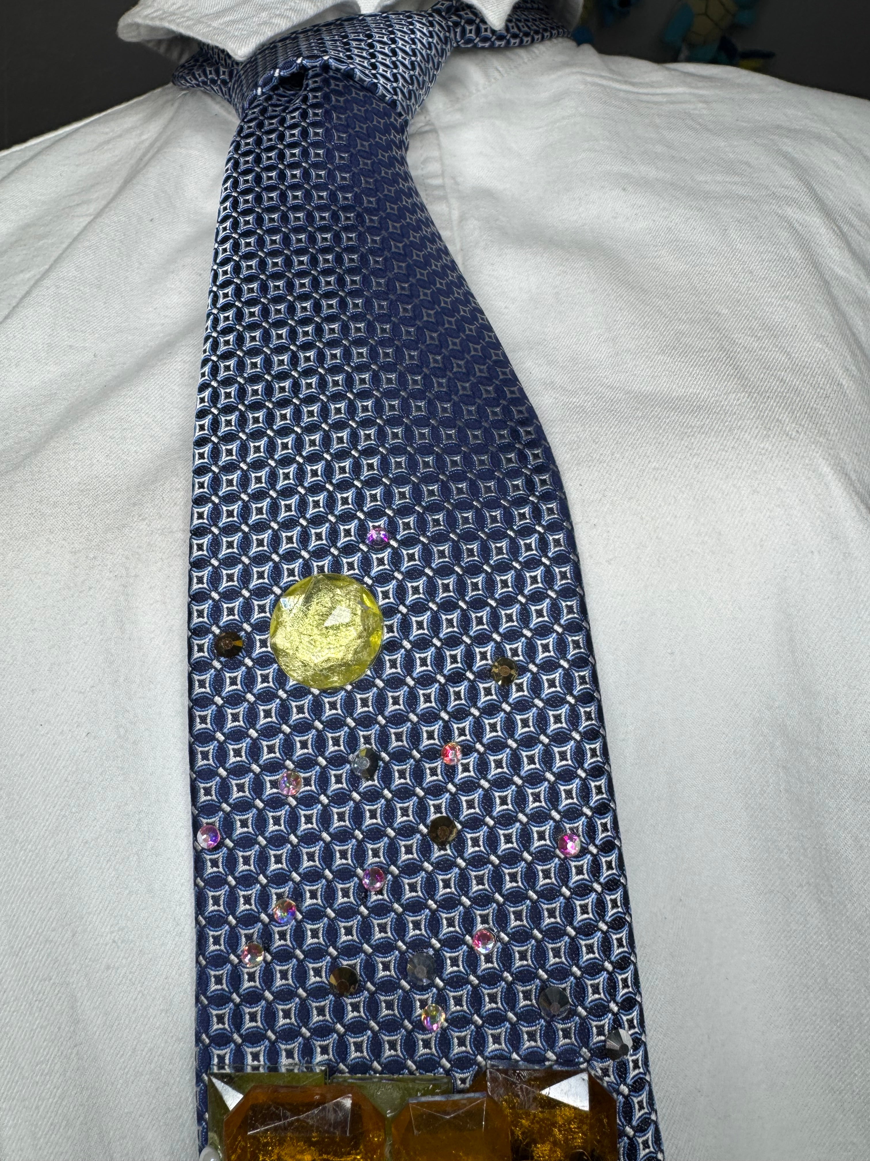 Blue Miles Morales Webbing Himself to Crane In City Spiderman Tie