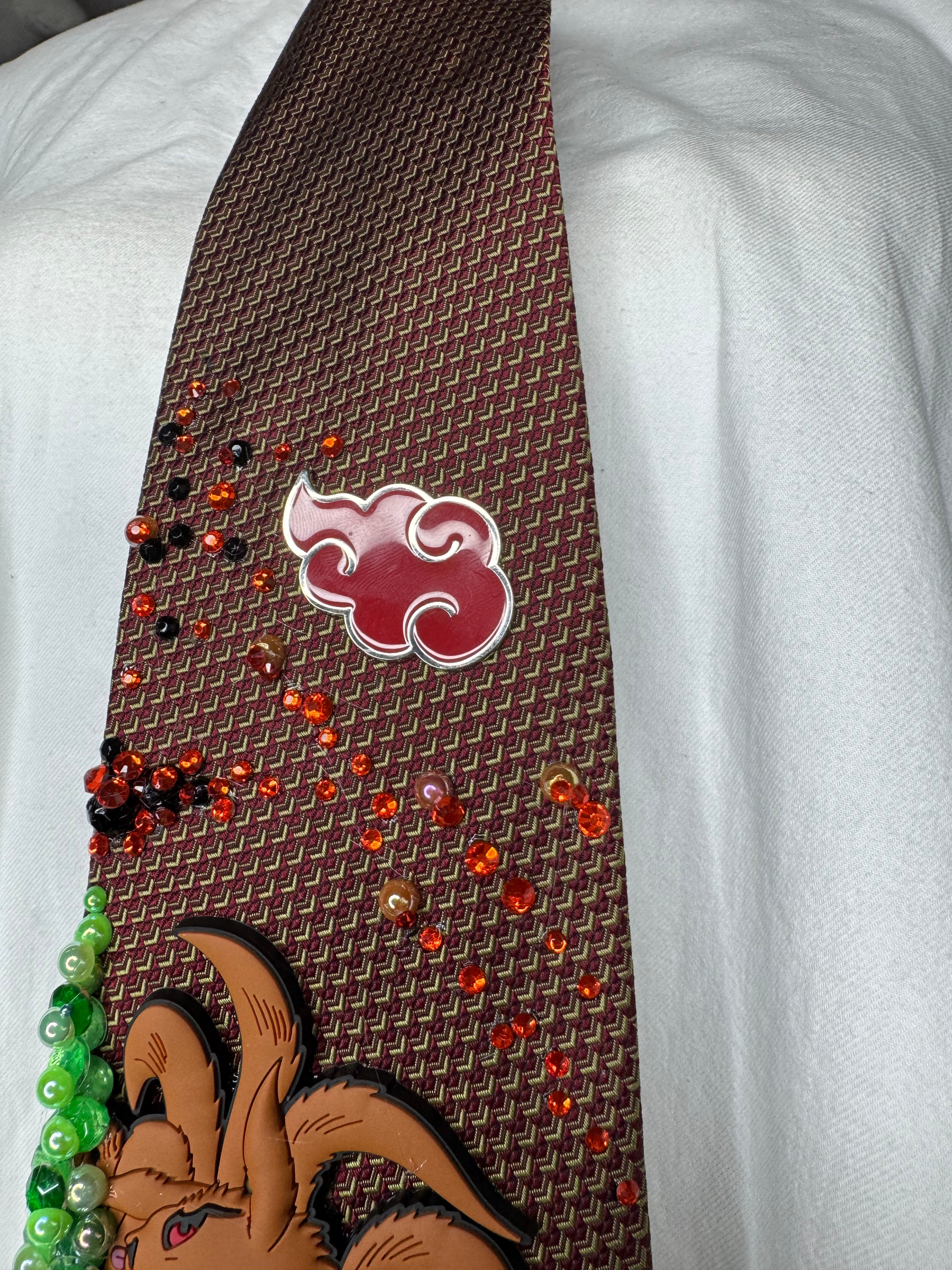 Orange Kurama Nine Tails In Fire Asteroid Chaos Naruto Shippuden Tie