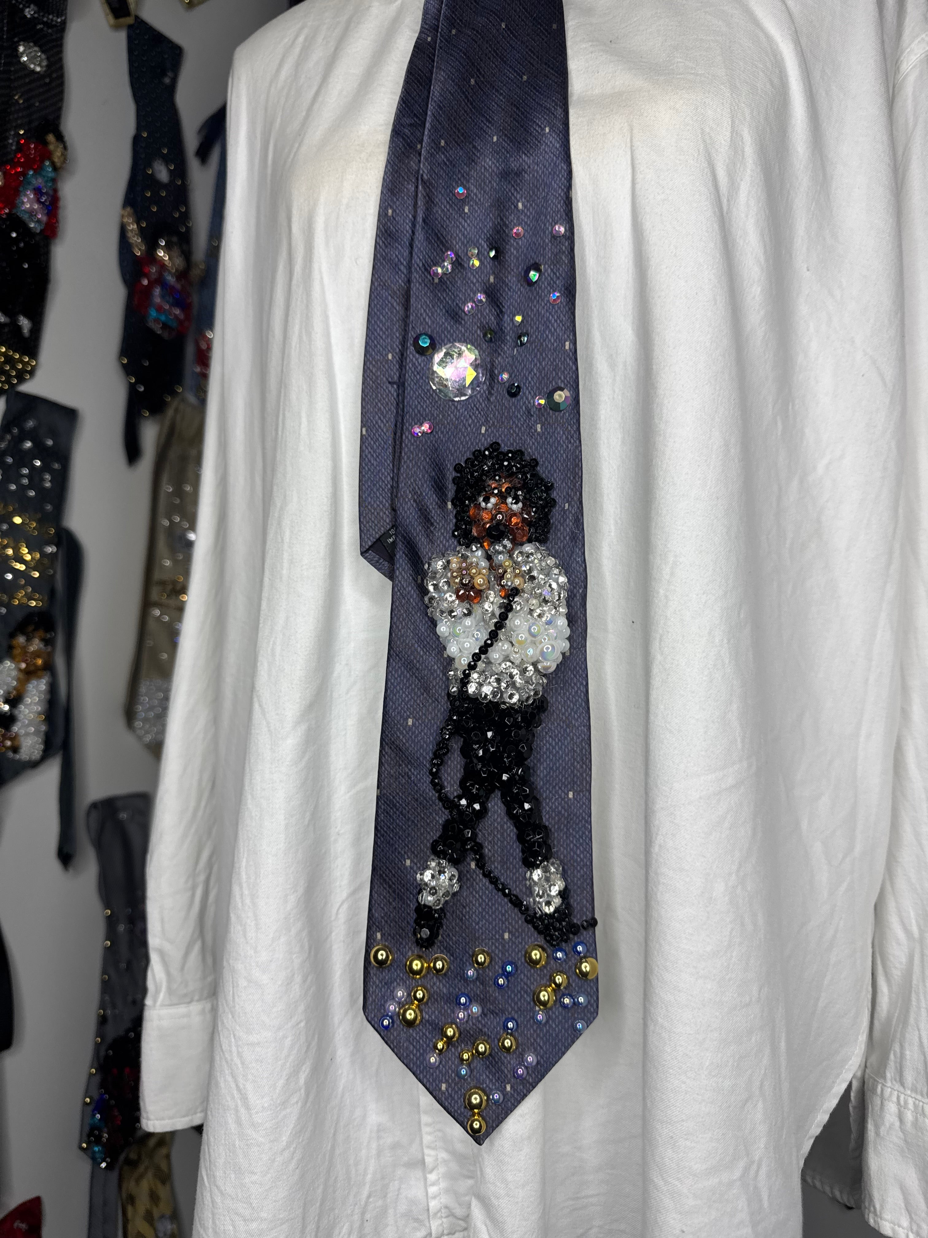 Purple Michael Jackson Singing and Hitting Toe Stand Pose Victory Tour 1984 Tie