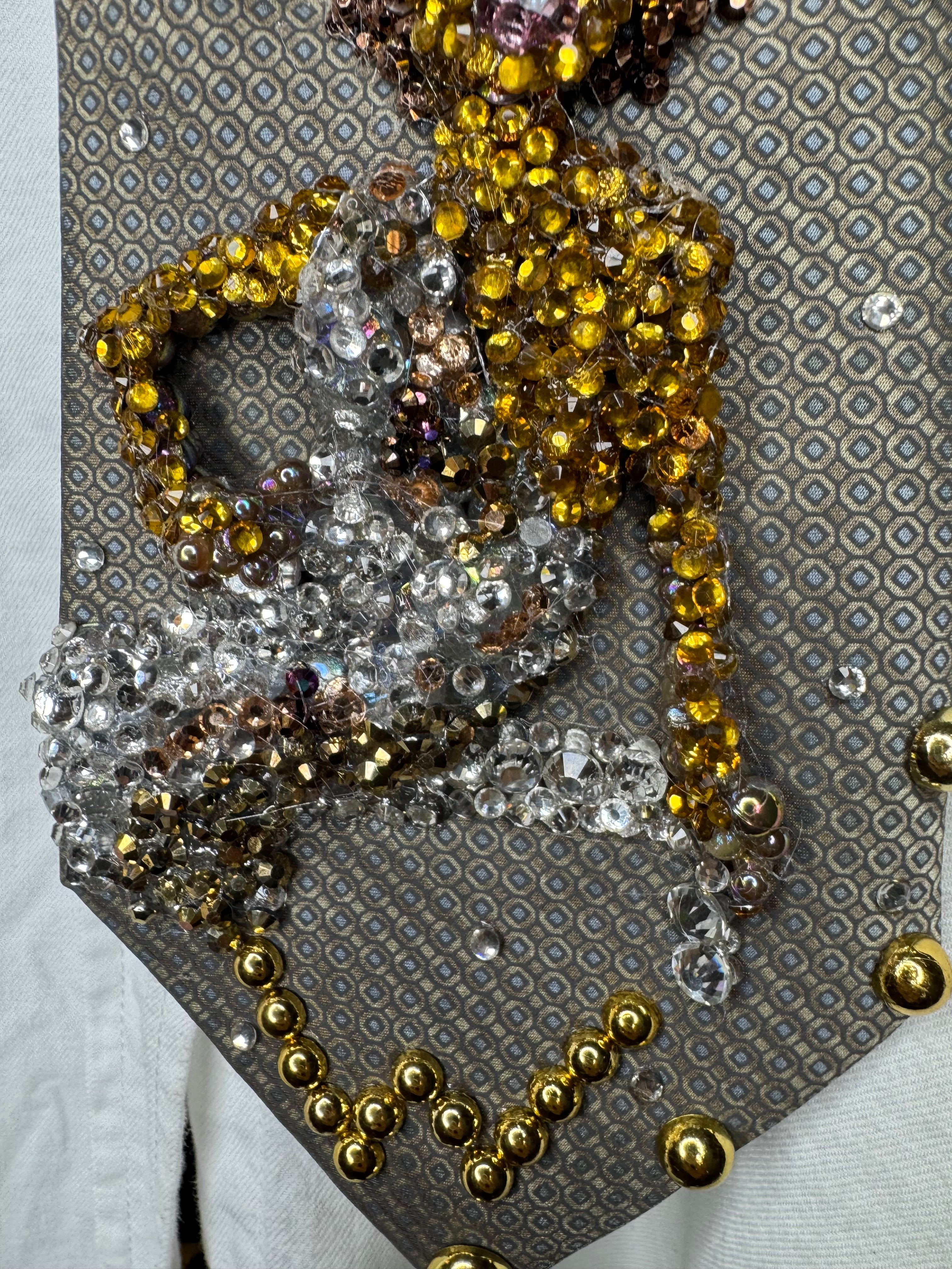 Brown Whitney Houston Posing on Clear Bench in Crystal Royalty Open Shoulder Dress For Photoshoot Tie