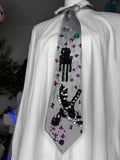 Grey Silk Enderman Near Enderpearl With Enderdragon Flying in Enderworld Minecraft Tie