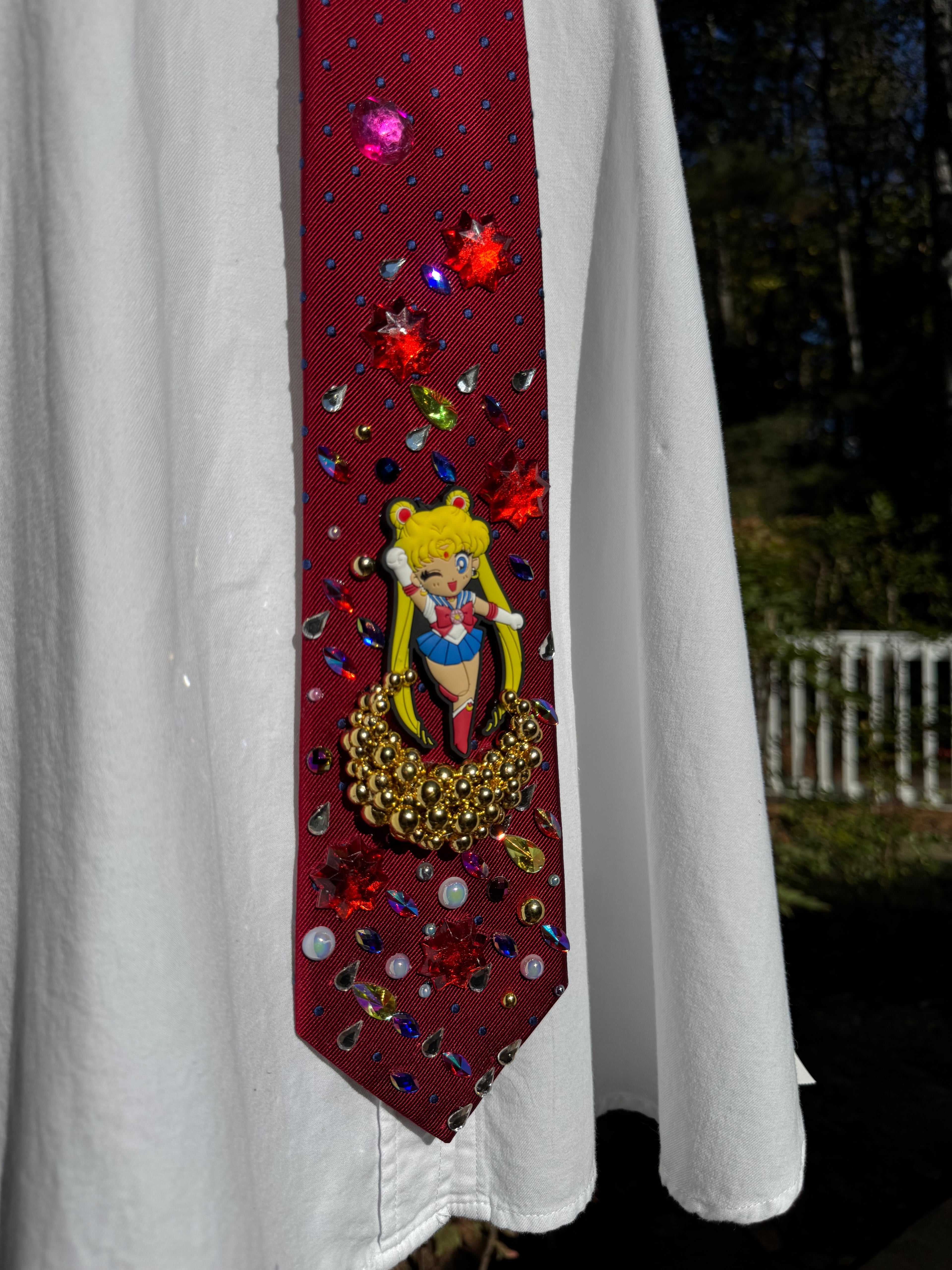 Red Usagi Tsukino on Golden Moon in Jewel Galaxy Sailor Moon Anime Tie