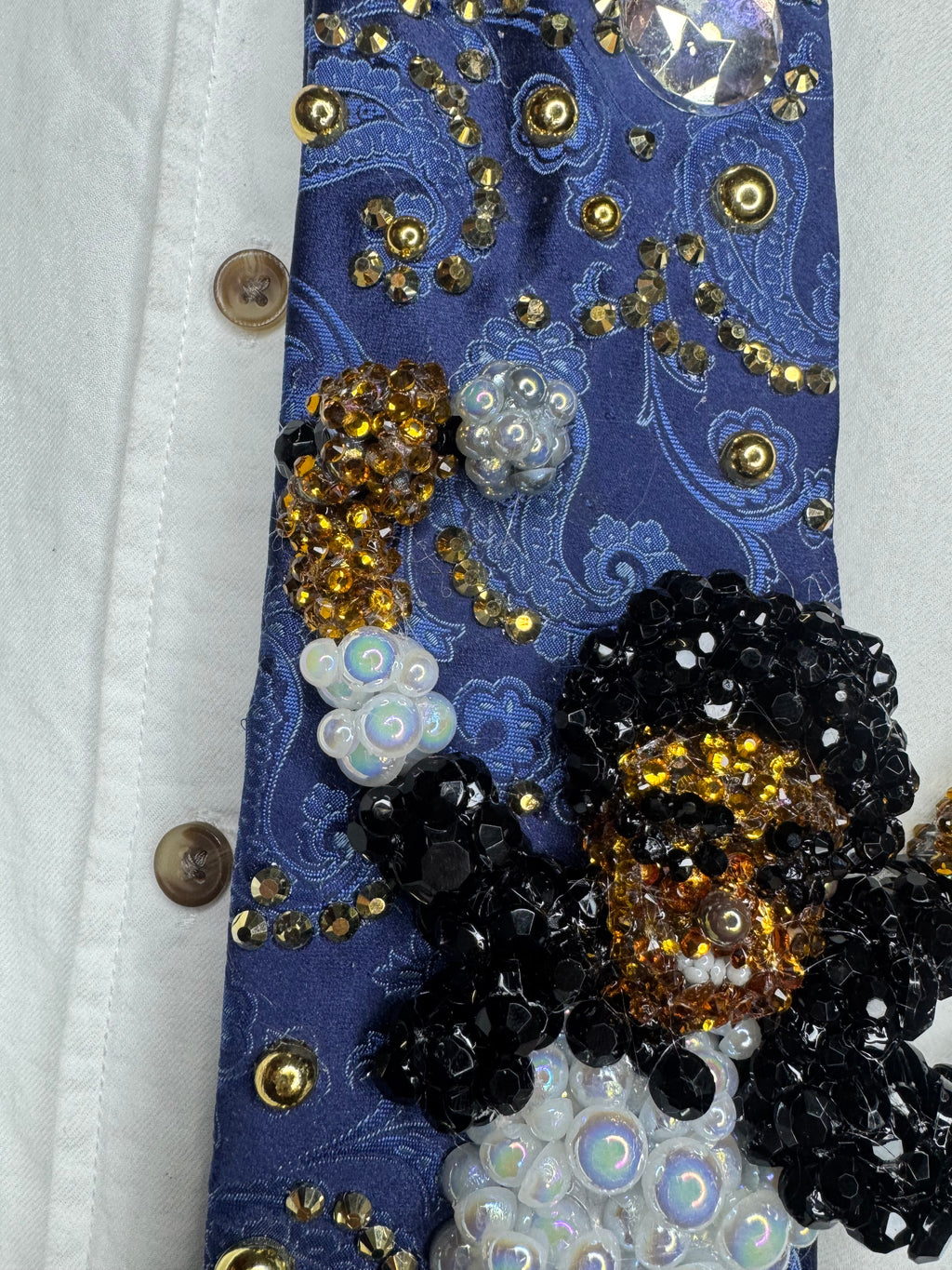 Navy Blue Paisley Michael Jackson Over Air Vent Feeling it DSTYGE Destiny Tour 1979 Tie