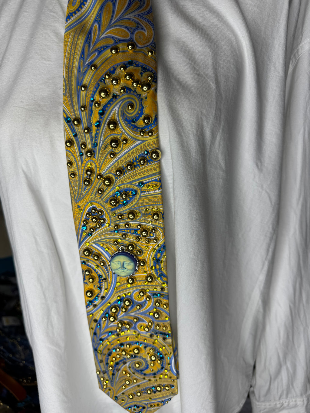 Yellow and Blue Paisley Neon Sun Royalty Tie