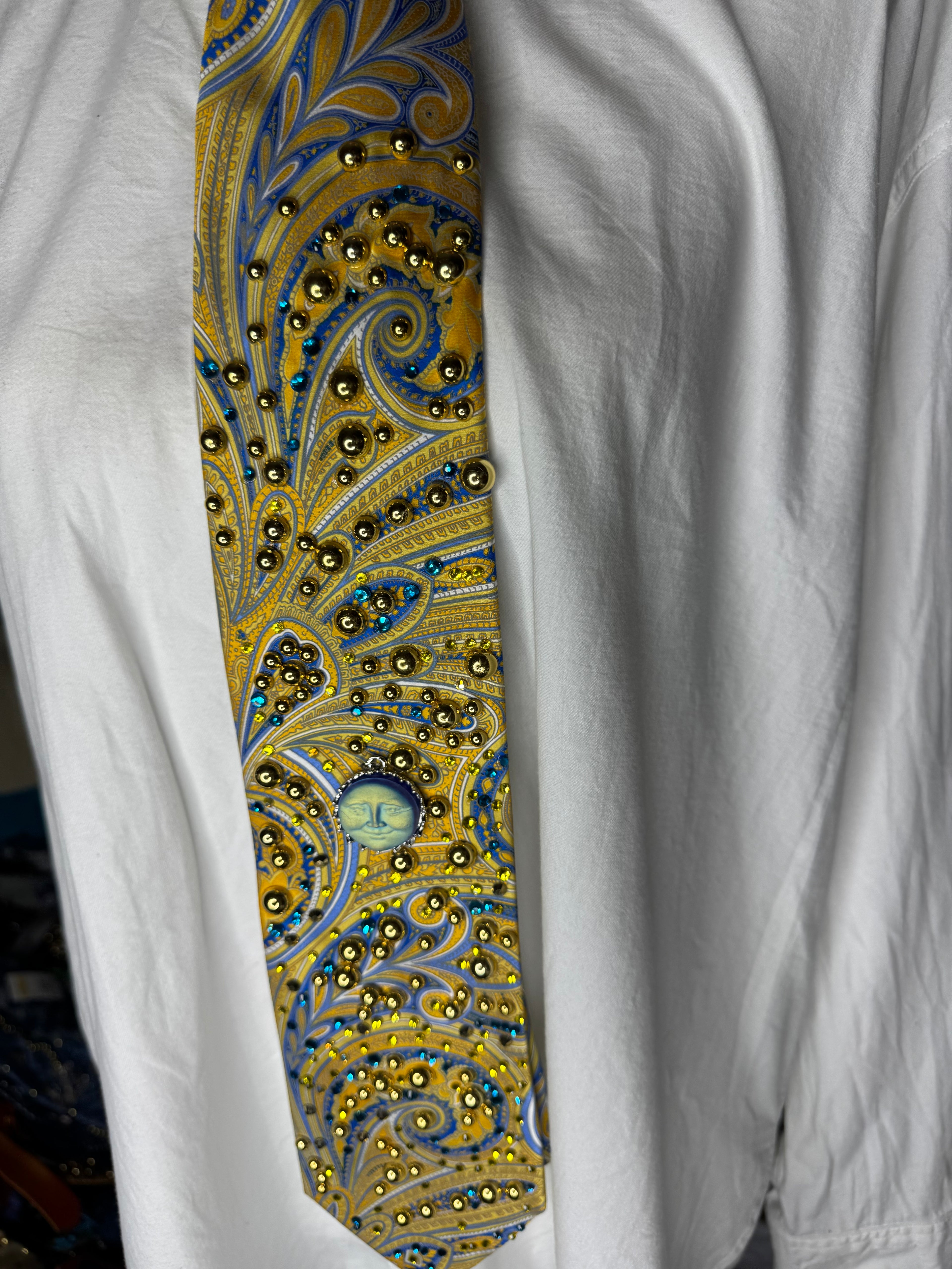 Yellow and Blue Paisley Neon Sun Royalty Tie