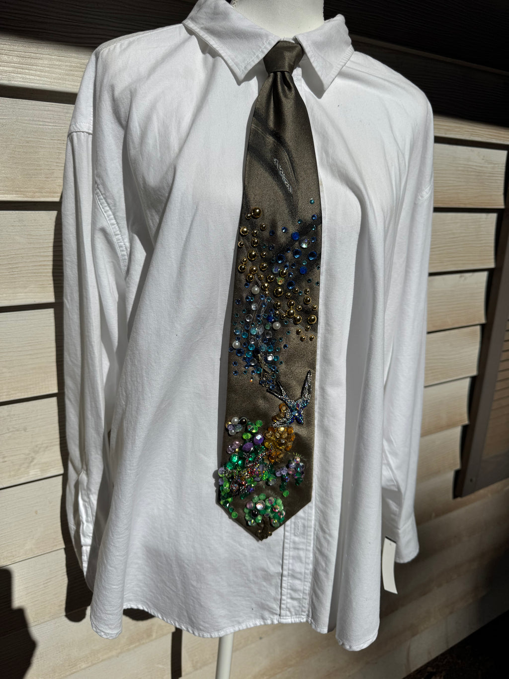Green Magical Vined and Blue Jay Nature Royalty Tie