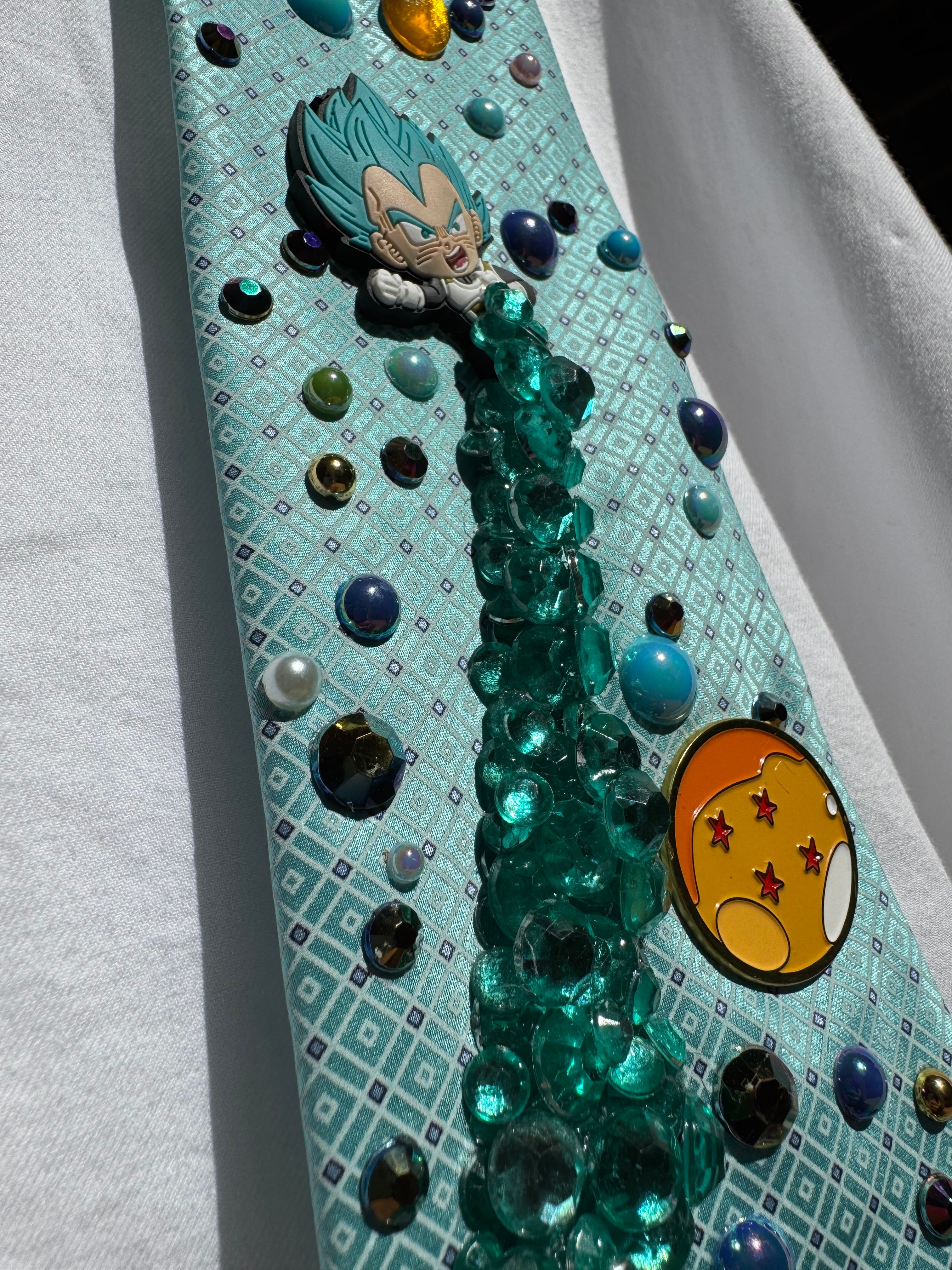 Light Turquoise Super Saiyan Blue Vegeta Blasting Dragon Ball Z Anime Tie