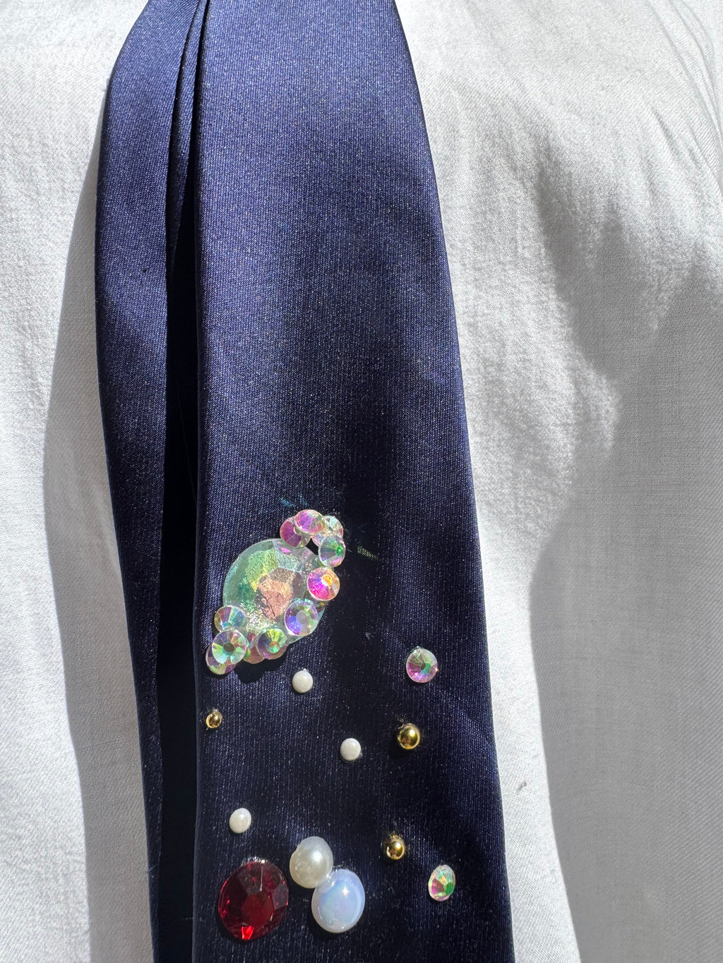 Navy Blue Silk Astronauts and Rocketship Outer Space Royalty Tie