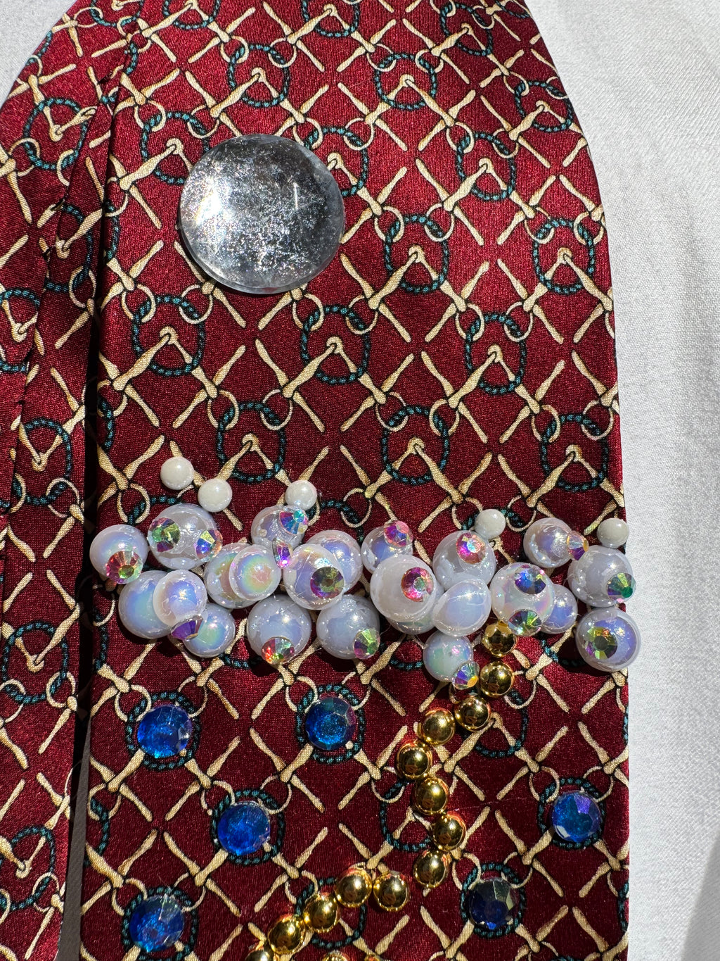 Red Ocean View Anchored Jackpot Royalty Nautical Tie