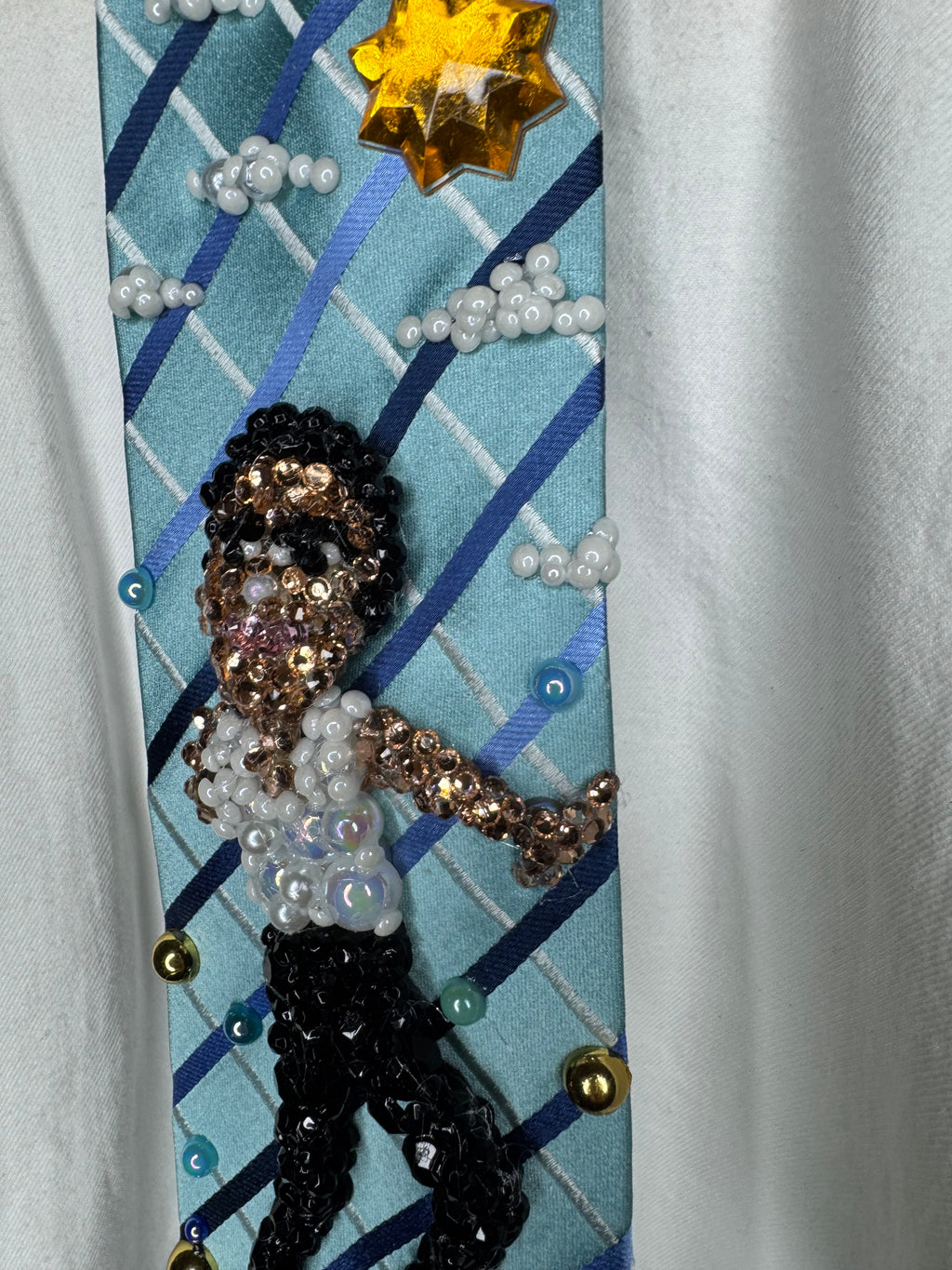 Light Blue Striped Michael Jackson Double Dance Scene From In the Closet Music Video Tie
