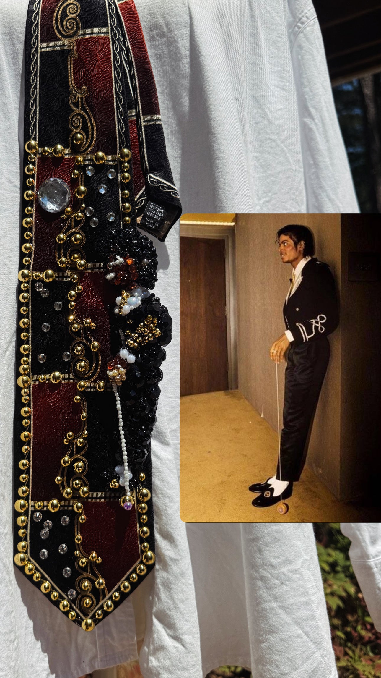 Black and Bronze Michael Jackson Playing With Yo-Yo 1984 High Class Royalty Tie