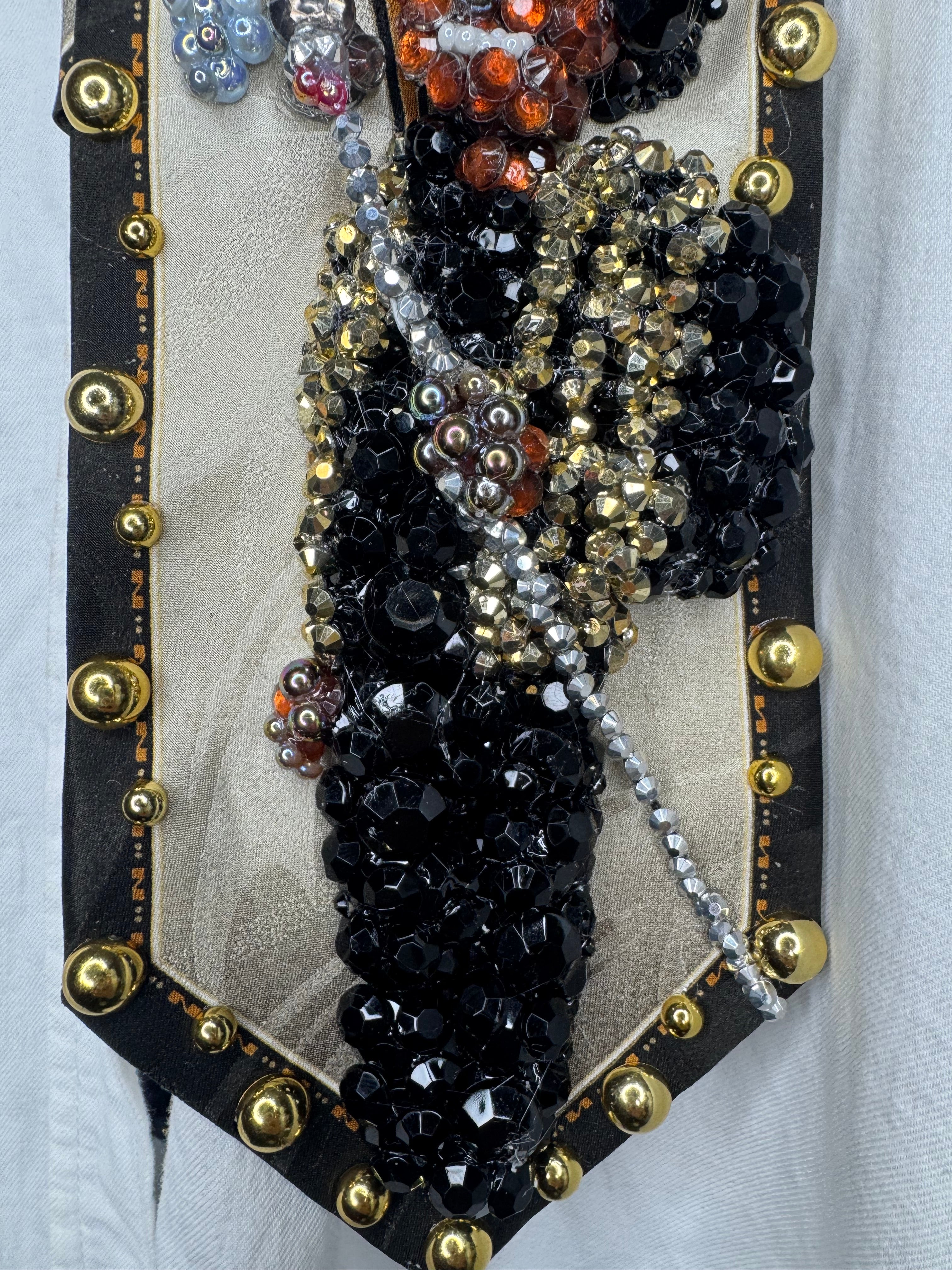 Beige Michael Jackson Singing We Are the World In the Studio 1985 High Class Royalty Tie