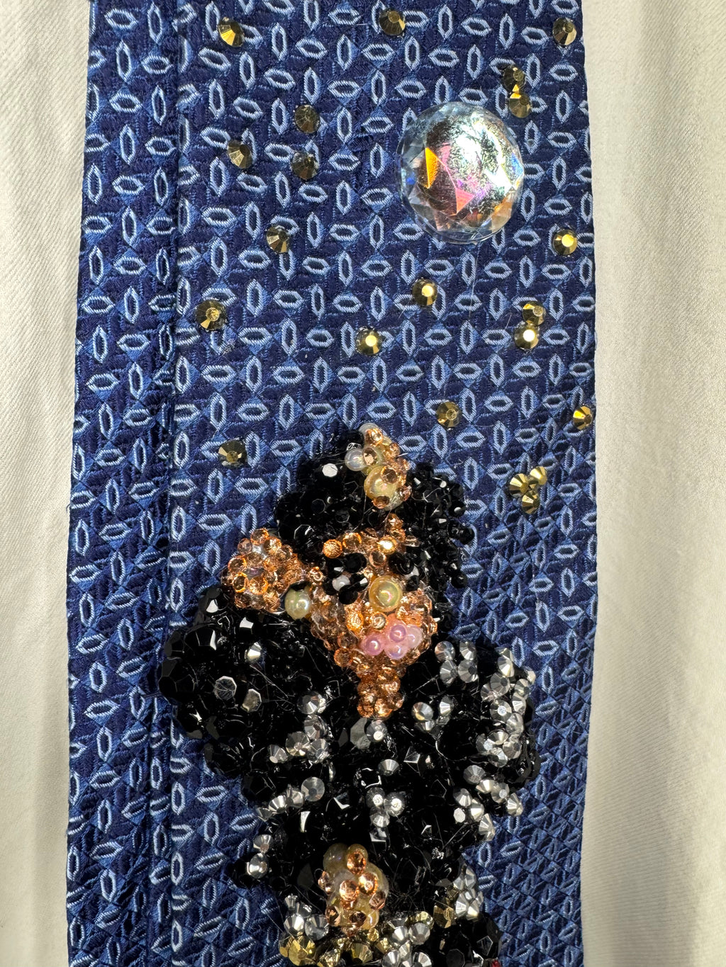 Navy Blue Michael Jackson Arms Over Face and Chest Pose Bad Music Video Tie