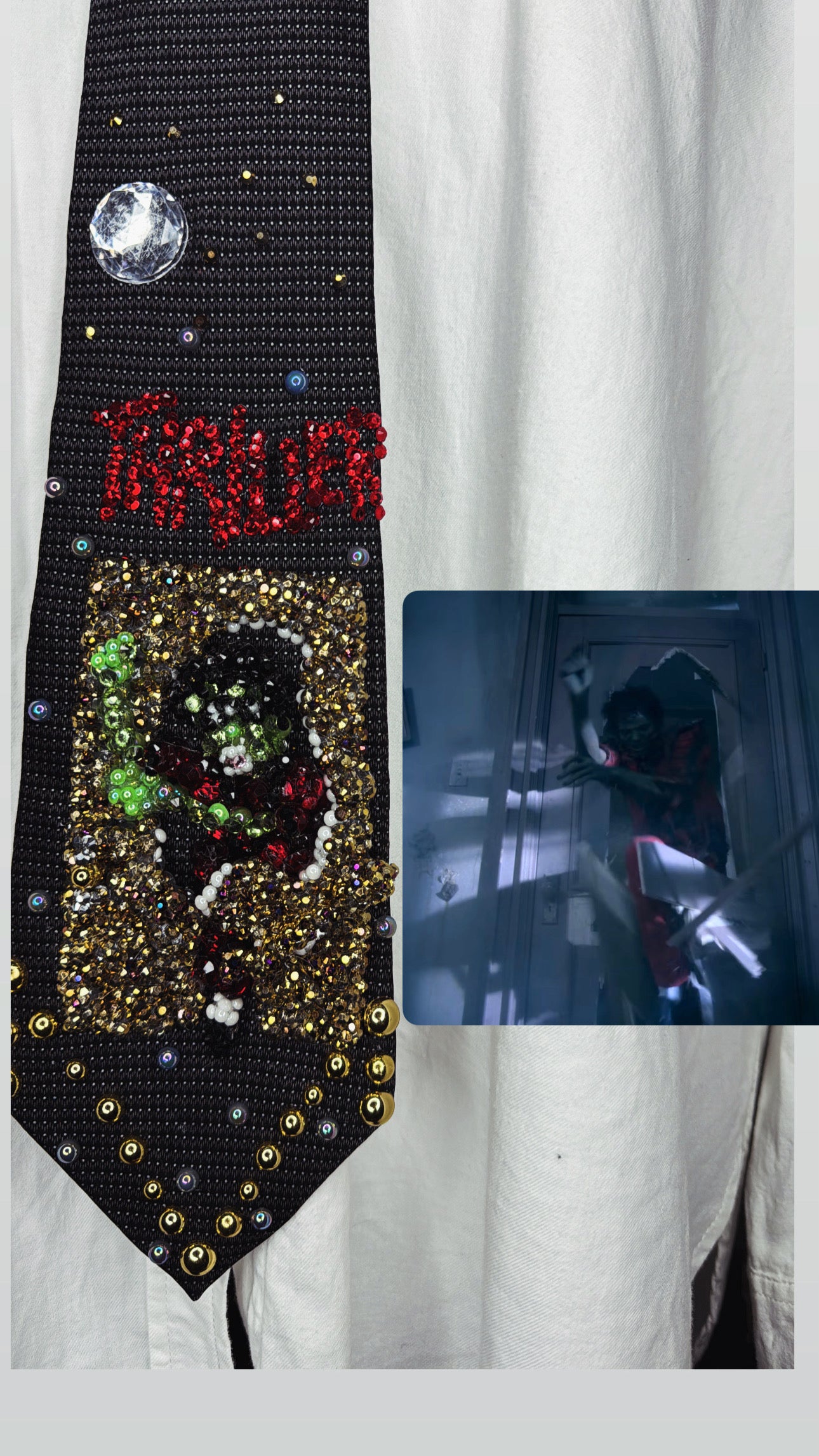 Black Zombie Michael Jackson Kicking Through Door In Thriller Short Film Tie