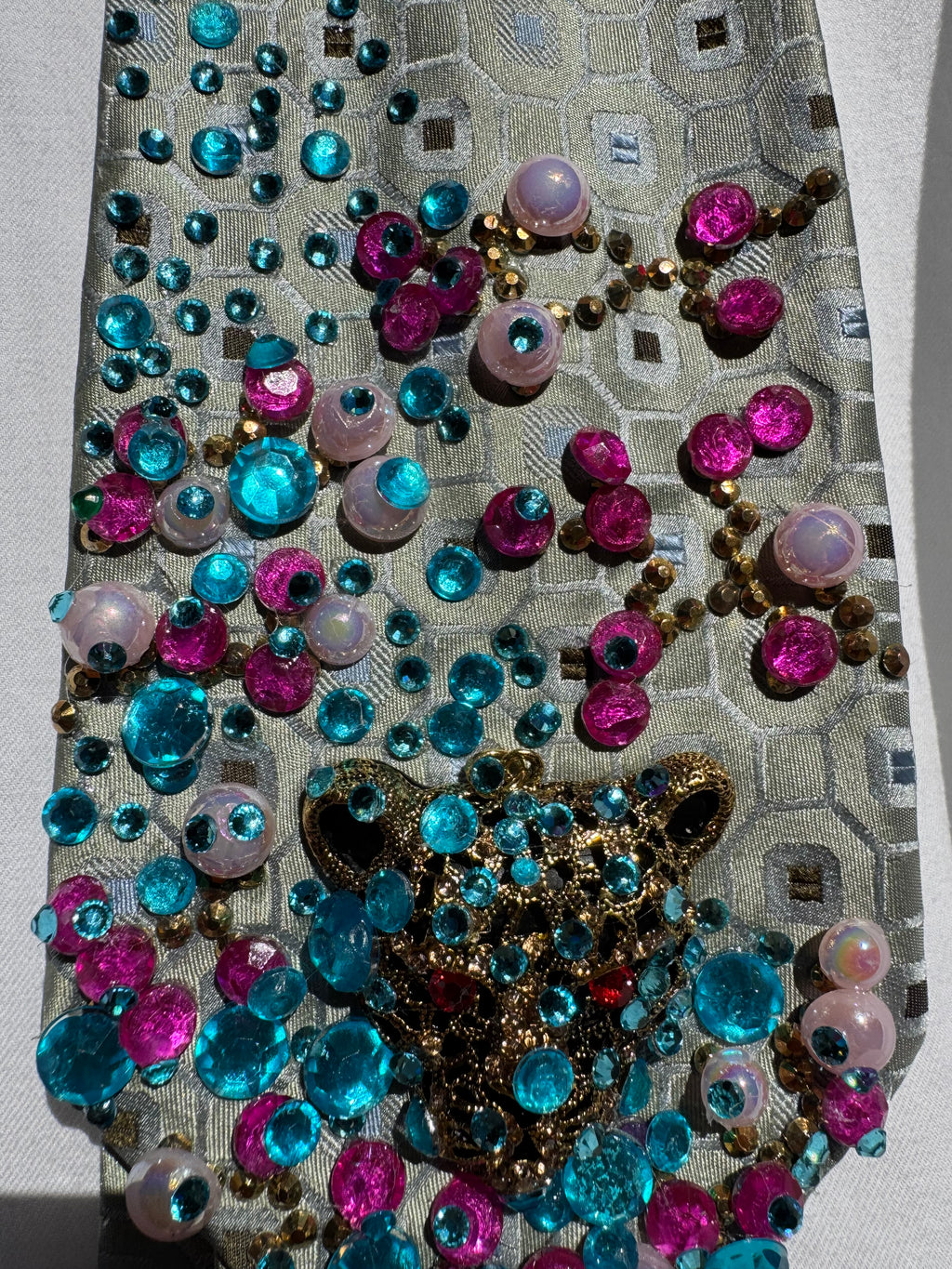 Light Blue Fiji Water Over Jaguar Exotic Royalty Tie