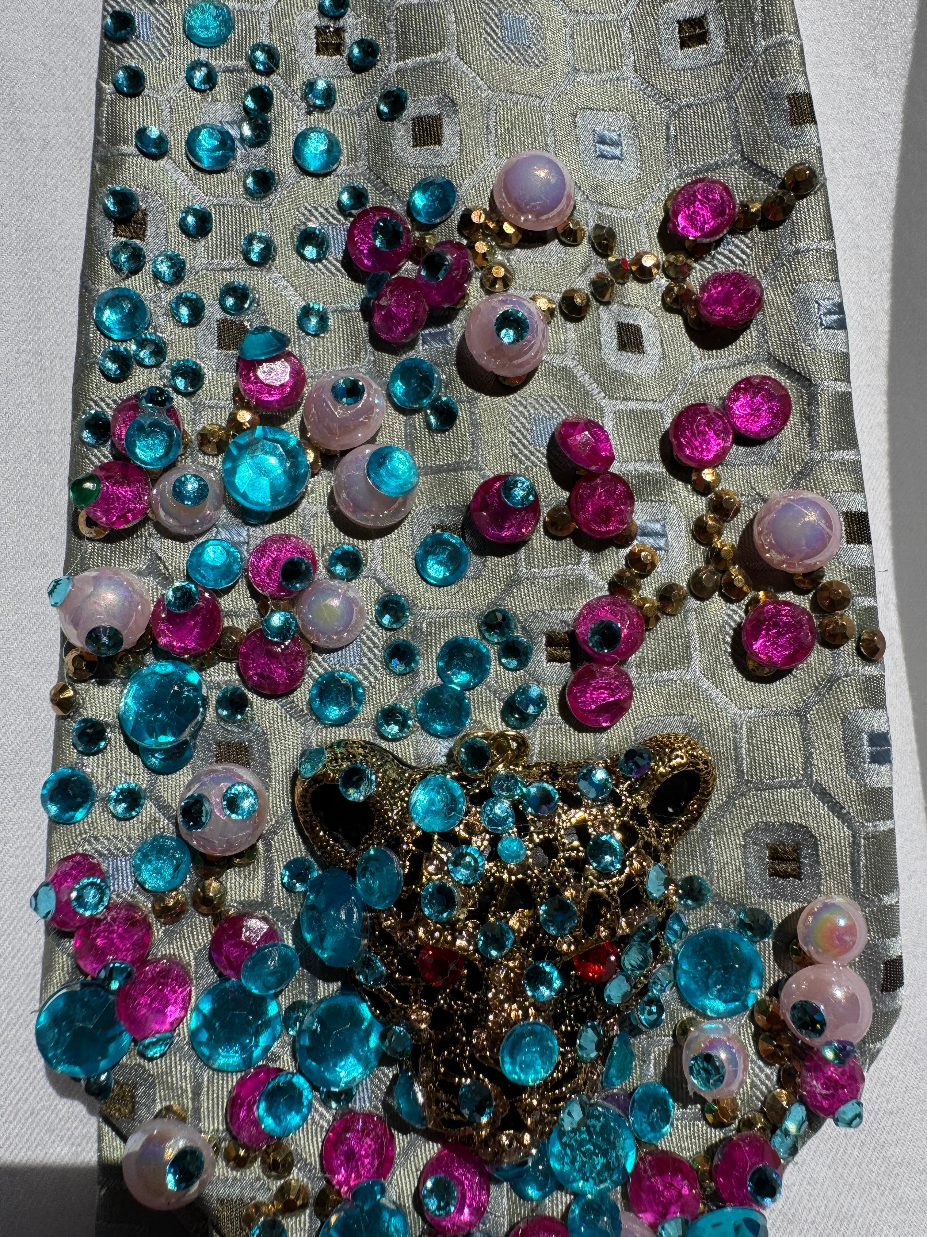 Light Blue Fiji Water Over Jaguar Exotic Royalty Tie