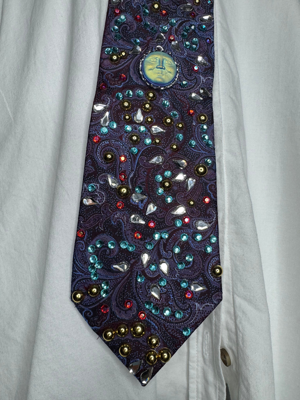 Blue and Red Paisley Neon Sun Royalty Tie