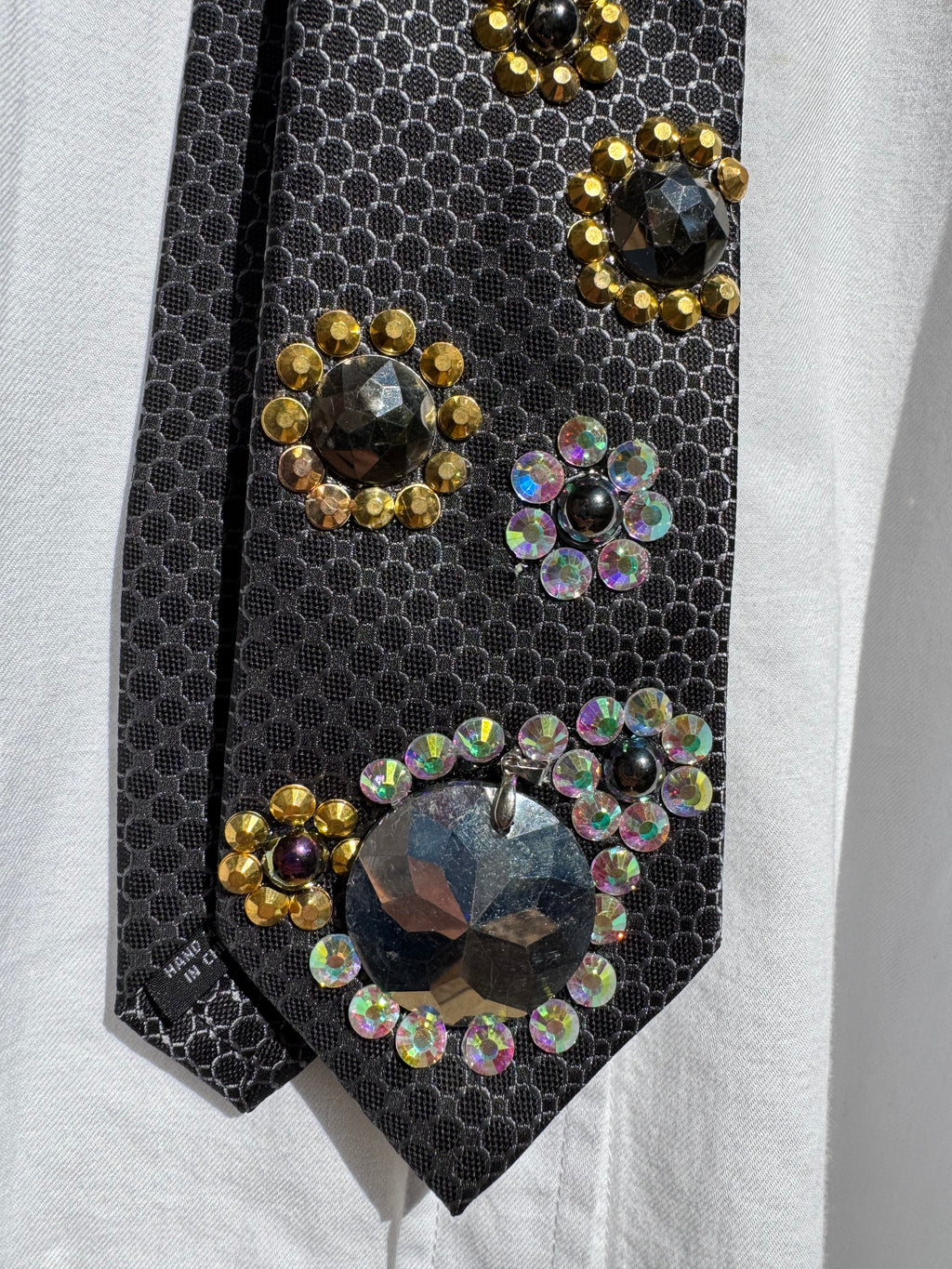 Grey Gold and Iridescent Petals Royalty Tie
